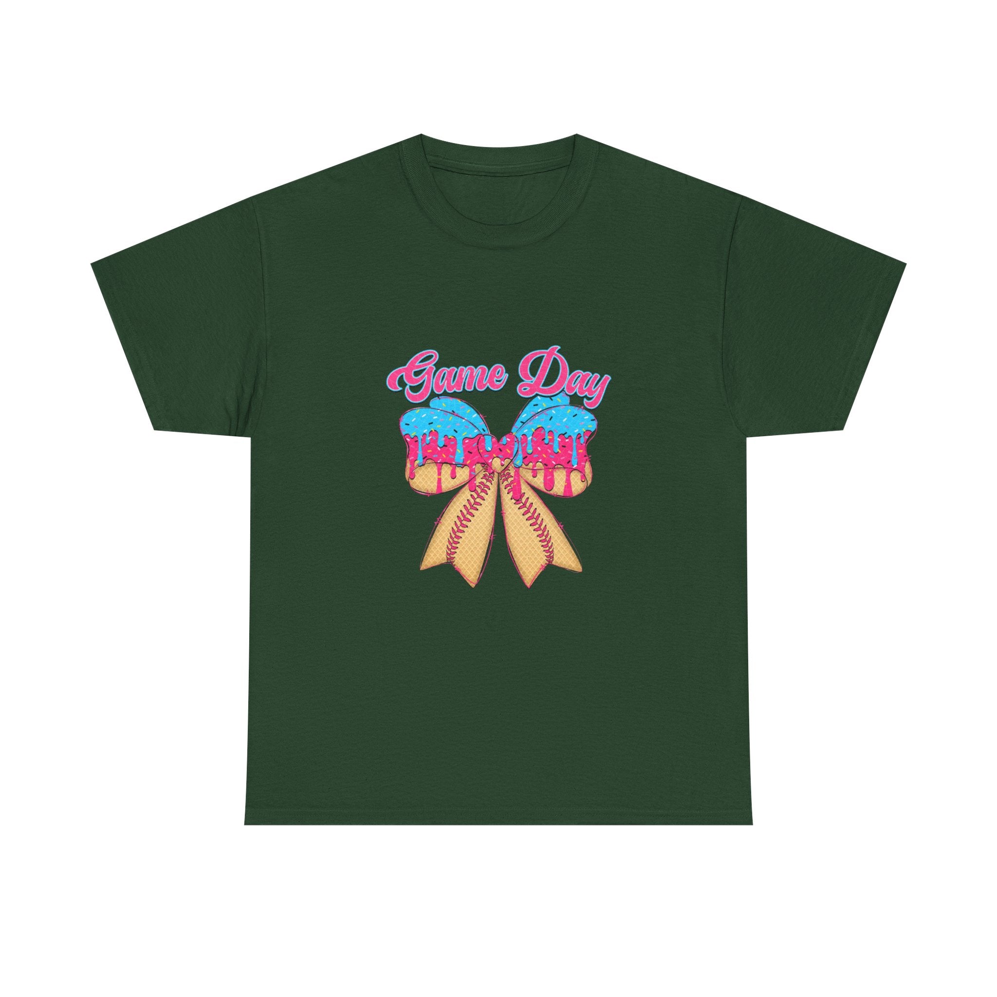 Game Day Cheer T-Shirt — Pink & Blue Pom Pom Cheerleading Tee