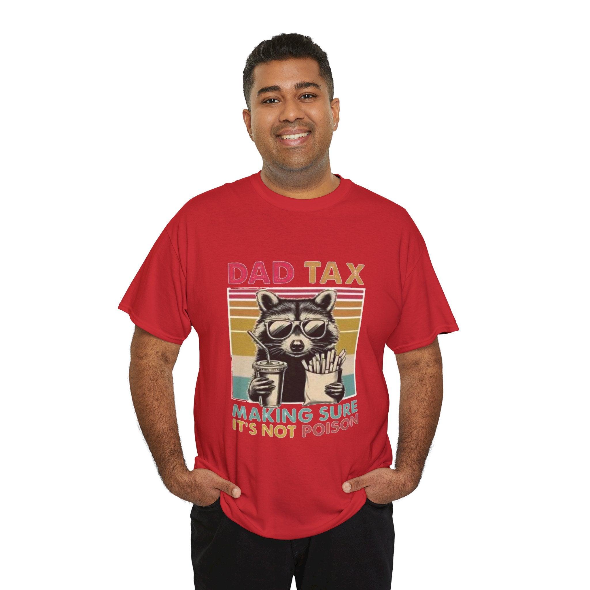 Dad Tax T‑Shirt – Retro Raccoon “Making Sure It’s Not Poison” Funny Father’s Day Tee