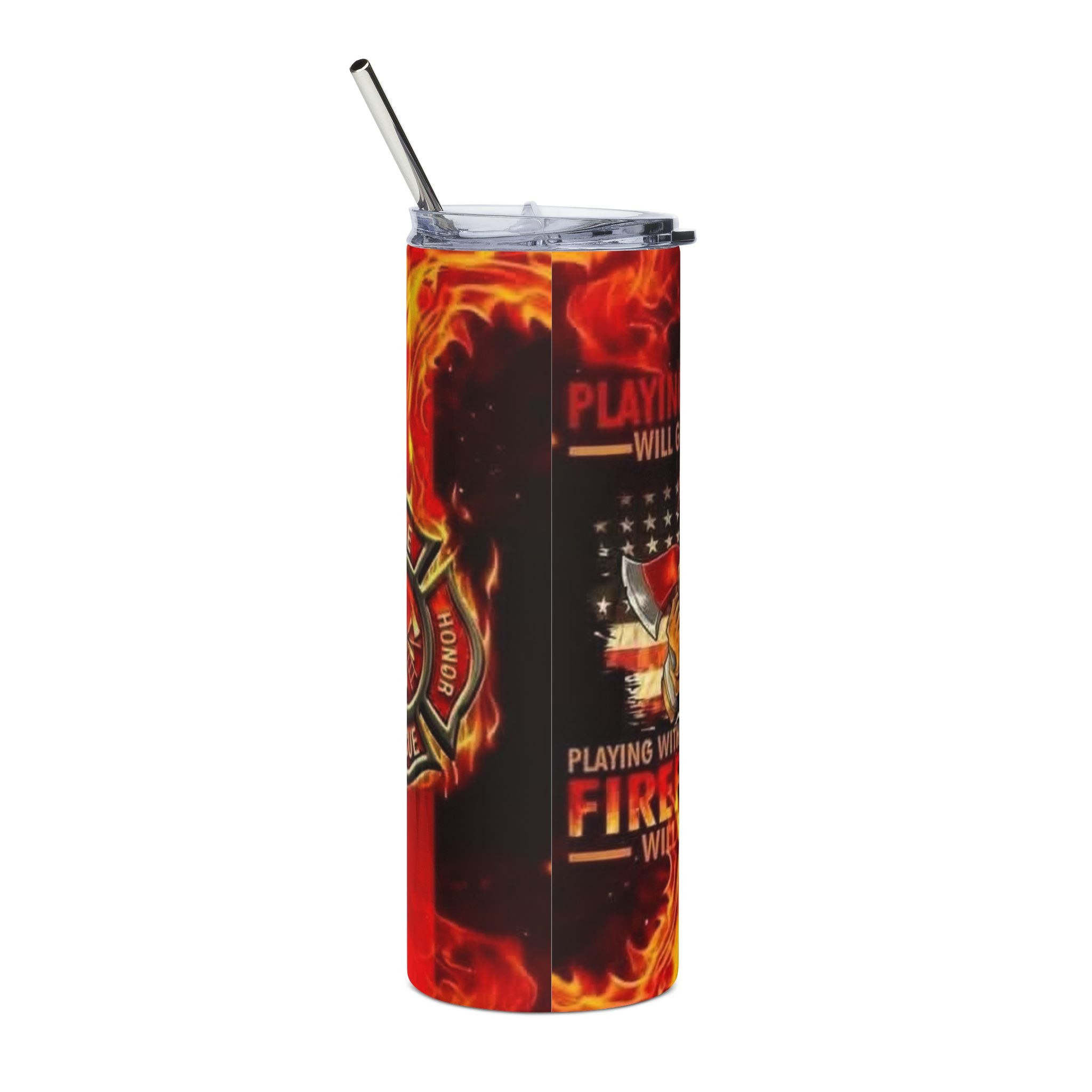 Firefighter Flames 20oz Stainless Steel Tumbler