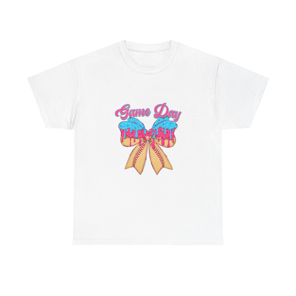 Game Day Cheer T-Shirt — Pink & Blue Pom Pom Cheerleading Tee