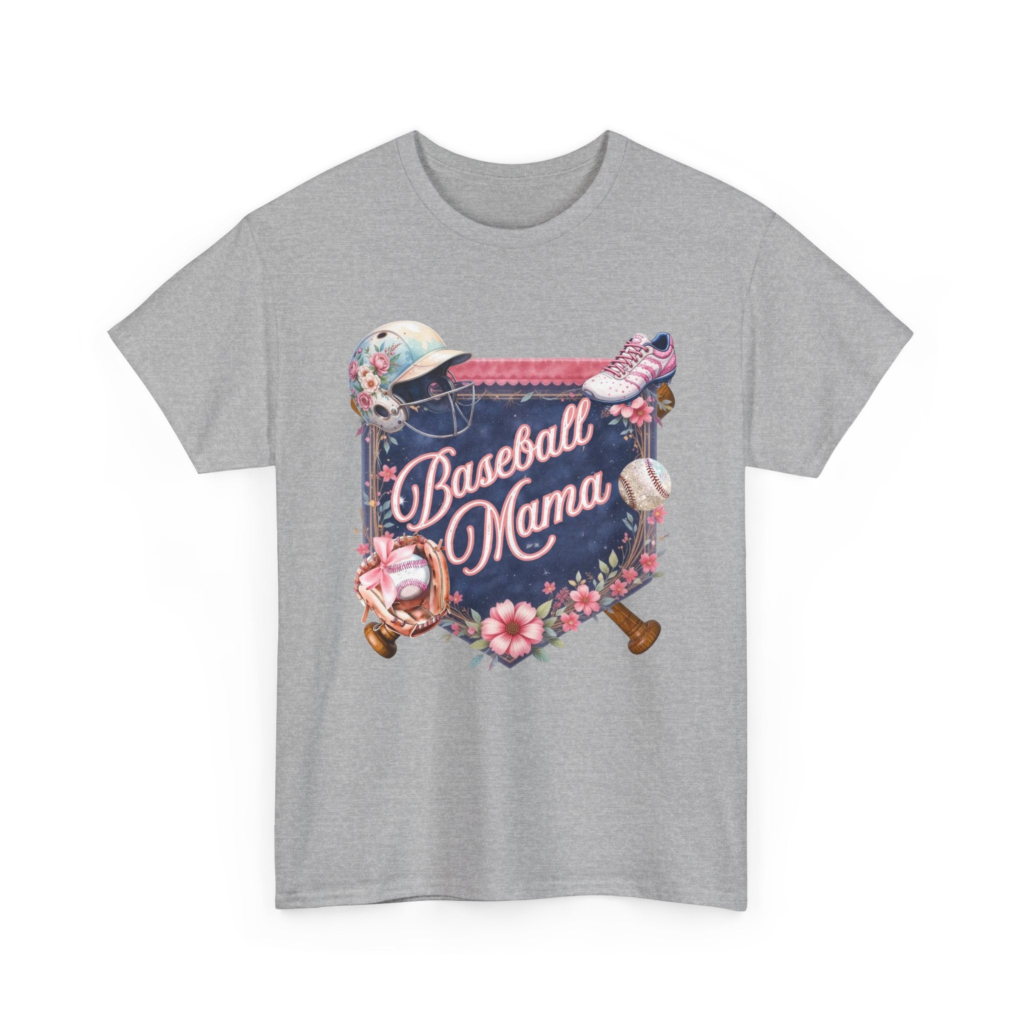 Baseball Mama T-Shirt — Floral Softball/Baseball Mom Tee