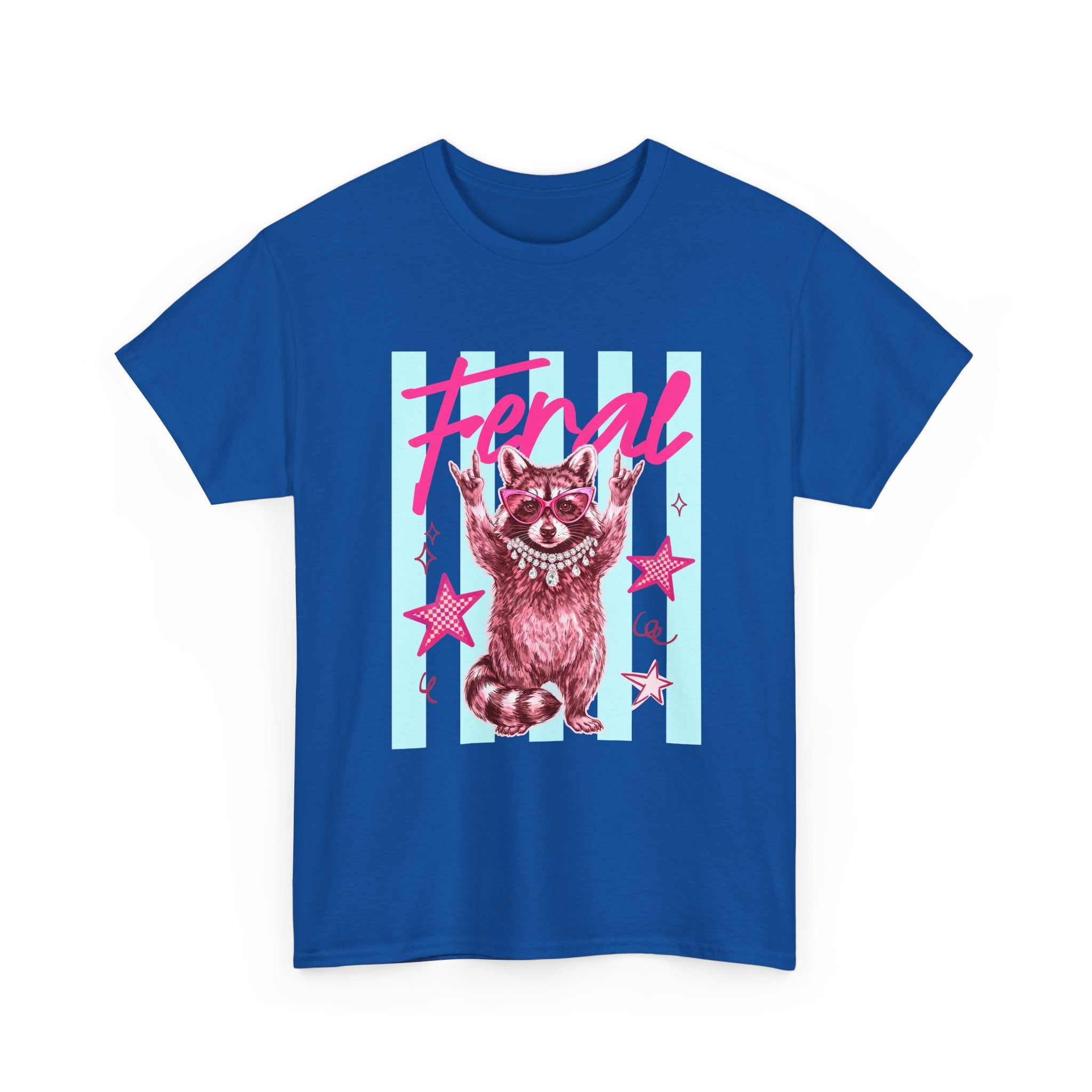 Feral Raccoon Graphic Tee - Retro Pink & Aqua Vintage Animal T-Shirt