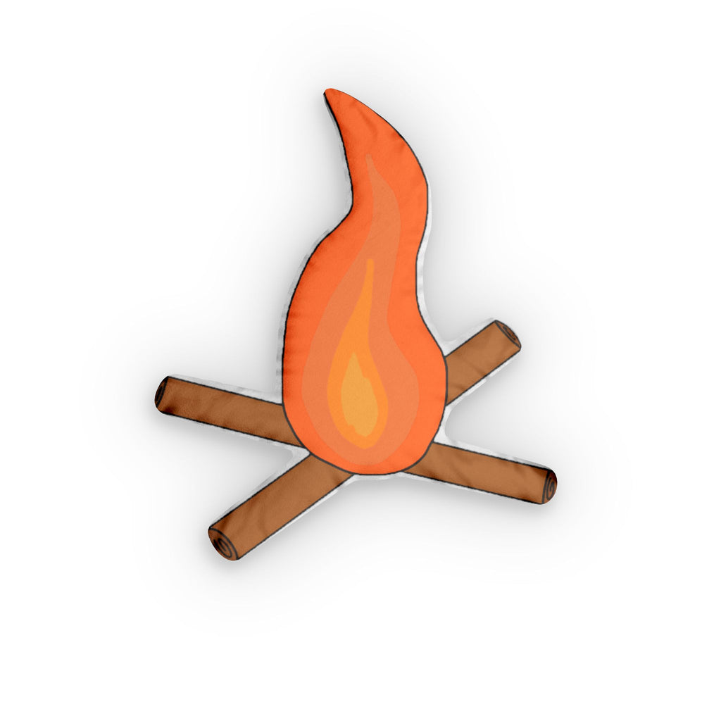 Campfire Shaped Pillow — Cozy Flame Throw Pillow for Camping, Cabin Decor & Kids