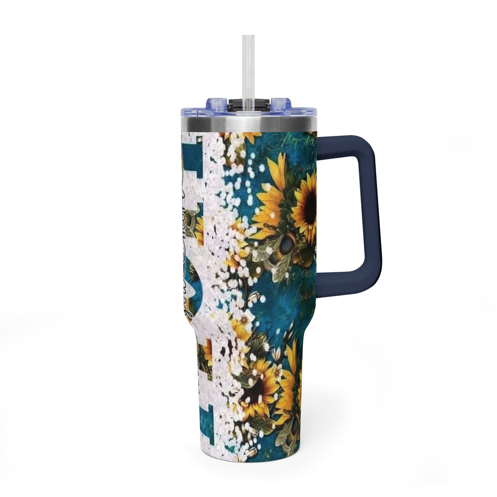 40oz Tumbler — 'You are my sunshine' Sunflower Vacuum Mug