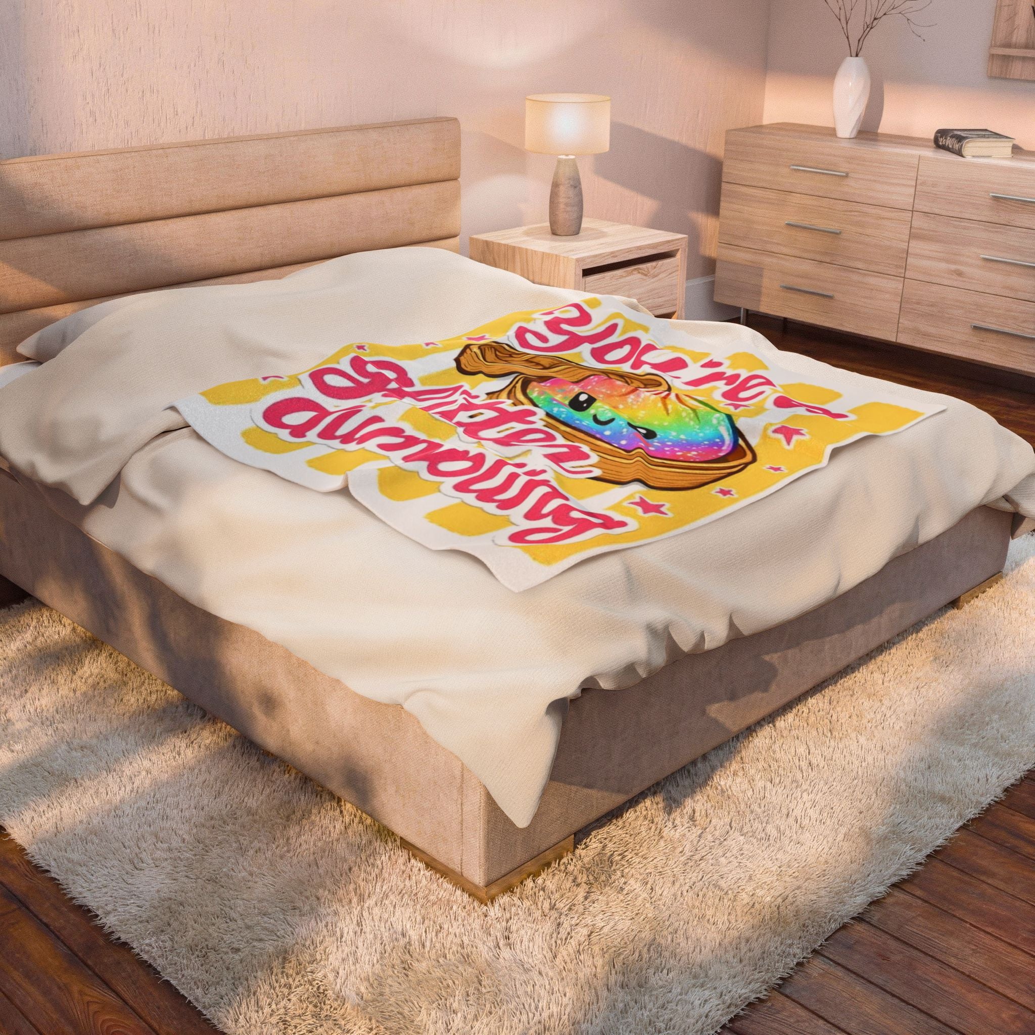 Velveteen Plush Blanket — "You're a Glitter Dumpling" Cute Kawaii Cozy Throw