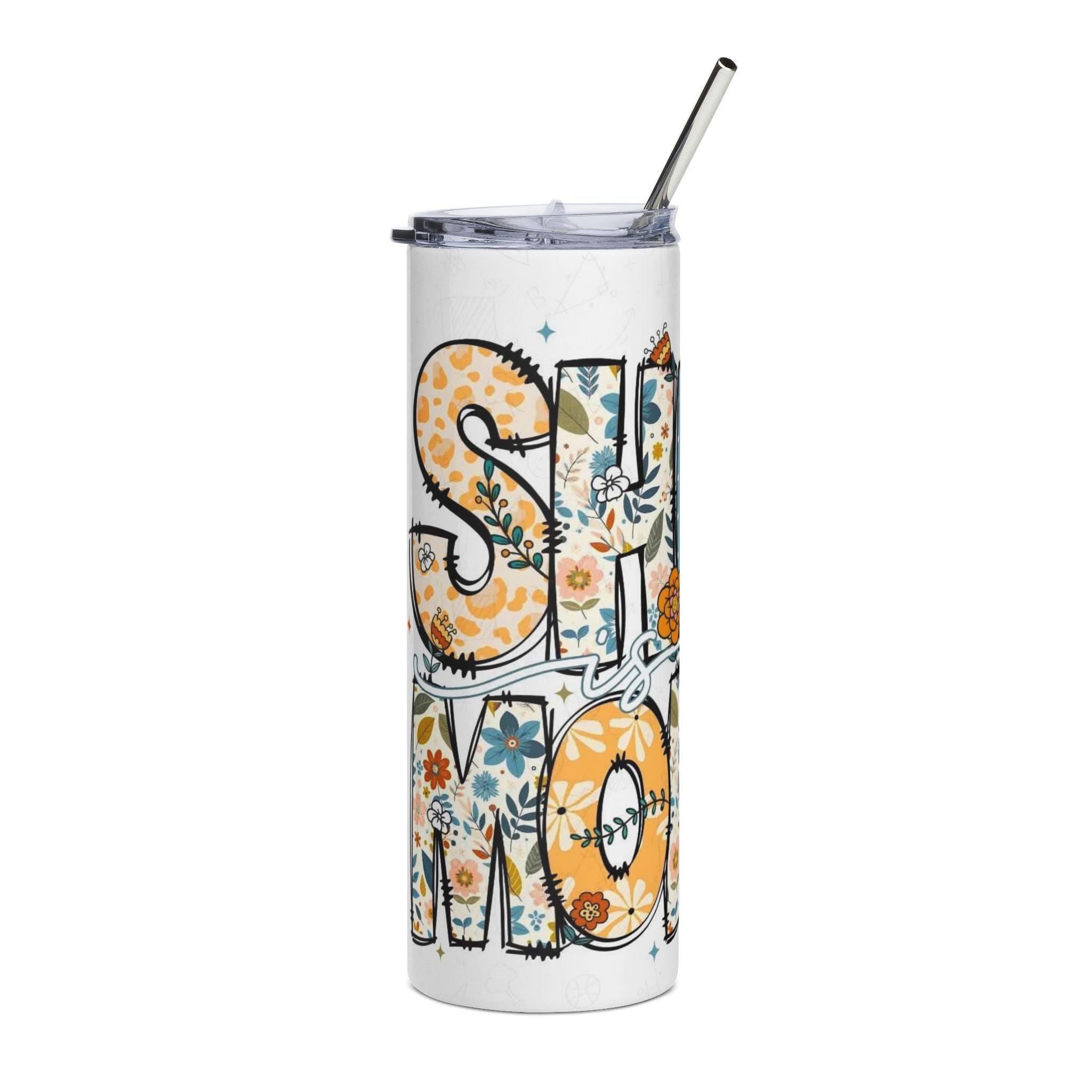 20oz Stainless Steel Tumbler — 'She Is Strong' Floral Comfort Quote Travel Mug