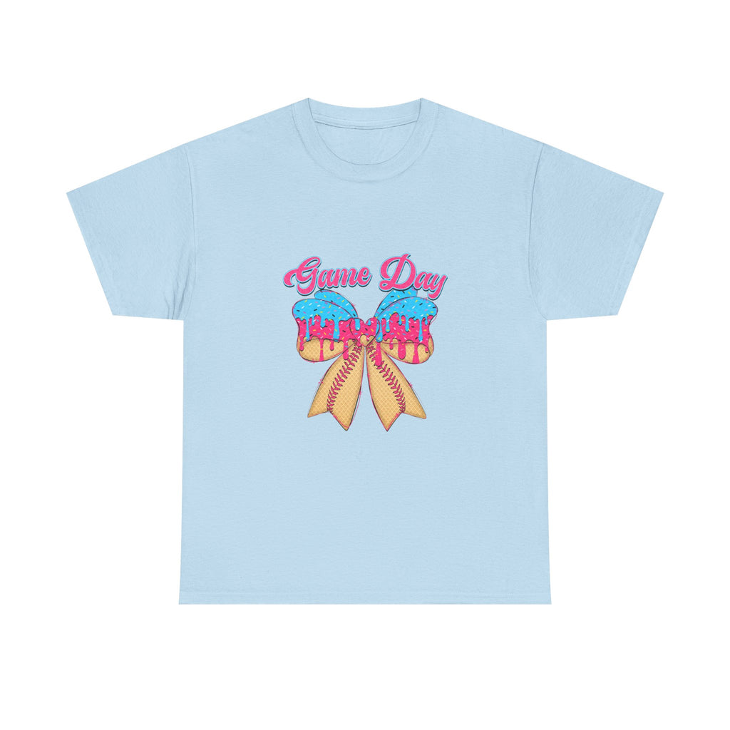 Game Day Cheer T-Shirt — Pink & Blue Pom Pom Cheerleading Tee