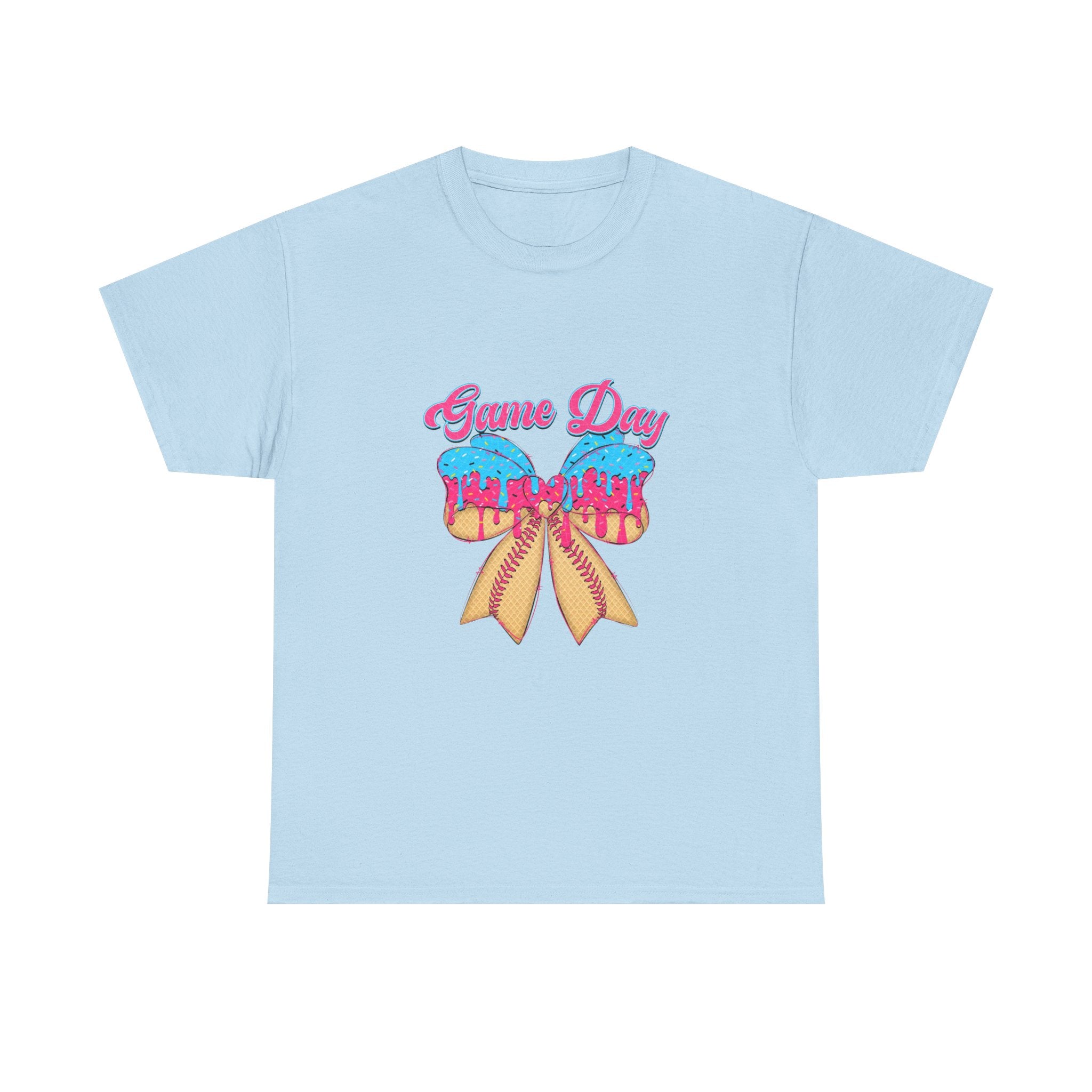 Game Day Cheer T-Shirt — Pink & Blue Pom Pom Cheerleading Tee