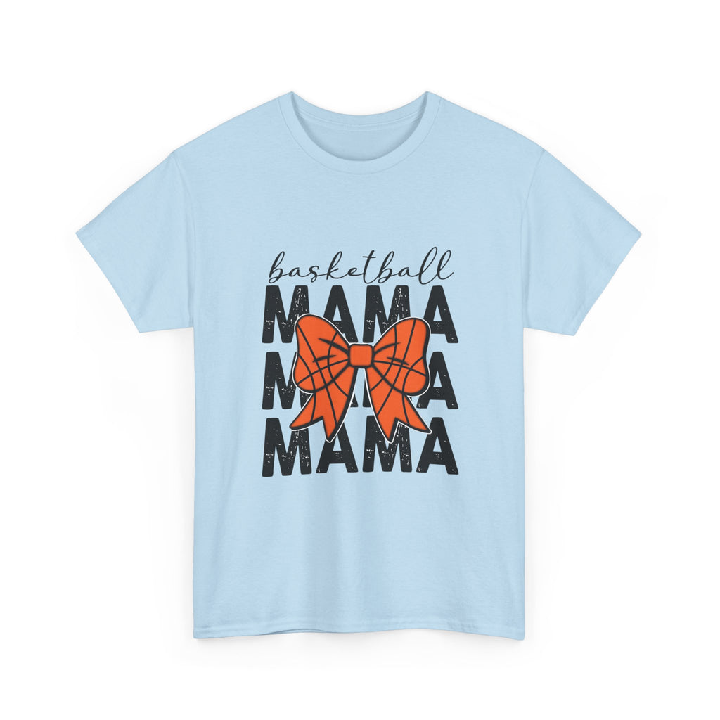Basketball Mama T-Shirt — 'Basketball' Script with Orange Bow Design