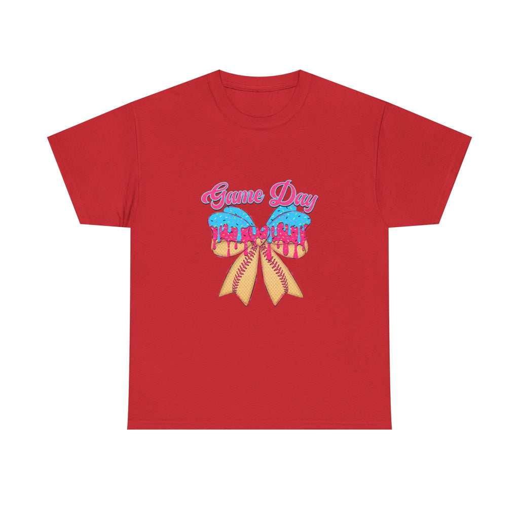Game Day Cheer T-Shirt — Pink & Blue Pom Pom Cheerleading Tee