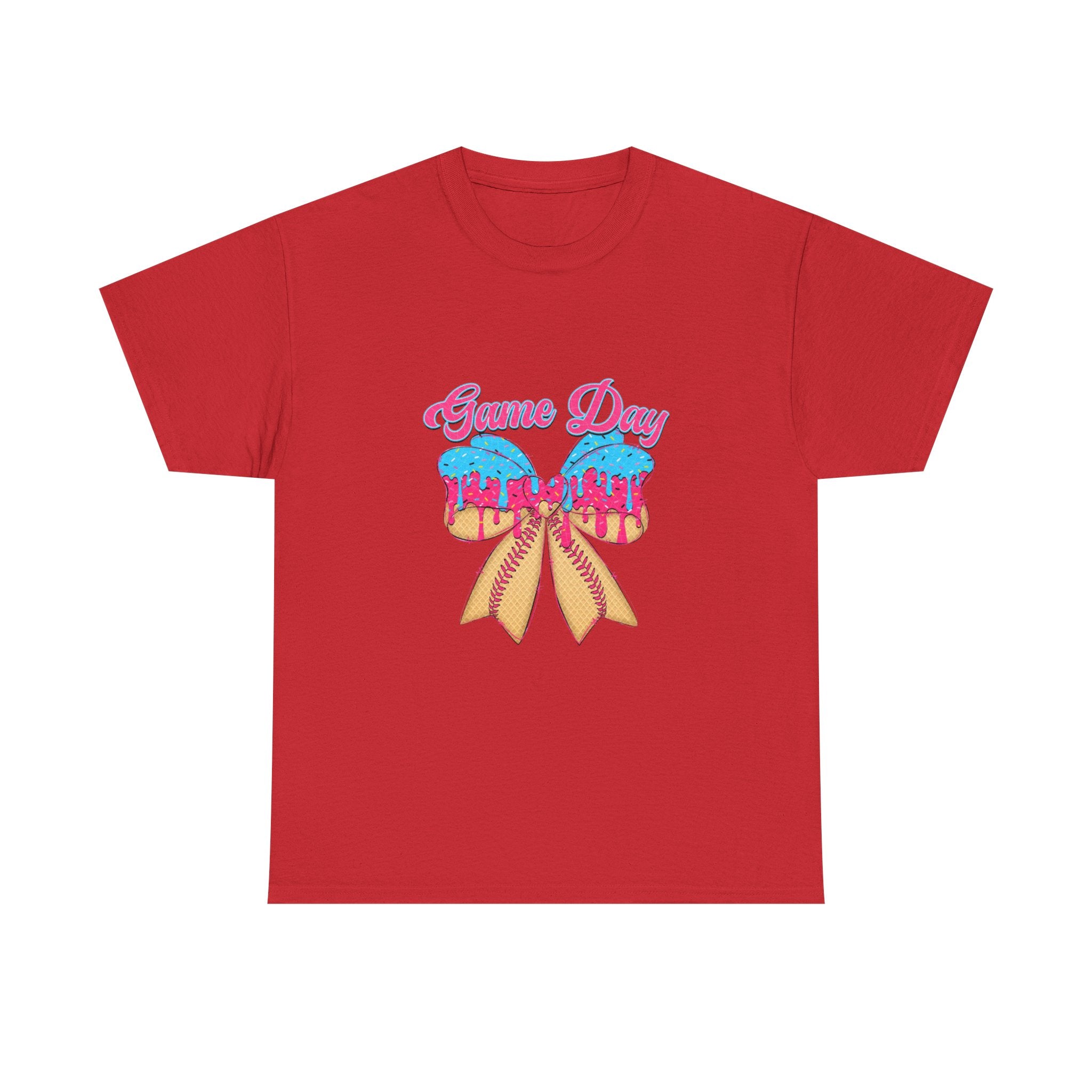 Game Day Cheer T-Shirt — Pink & Blue Pom Pom Cheerleading Tee