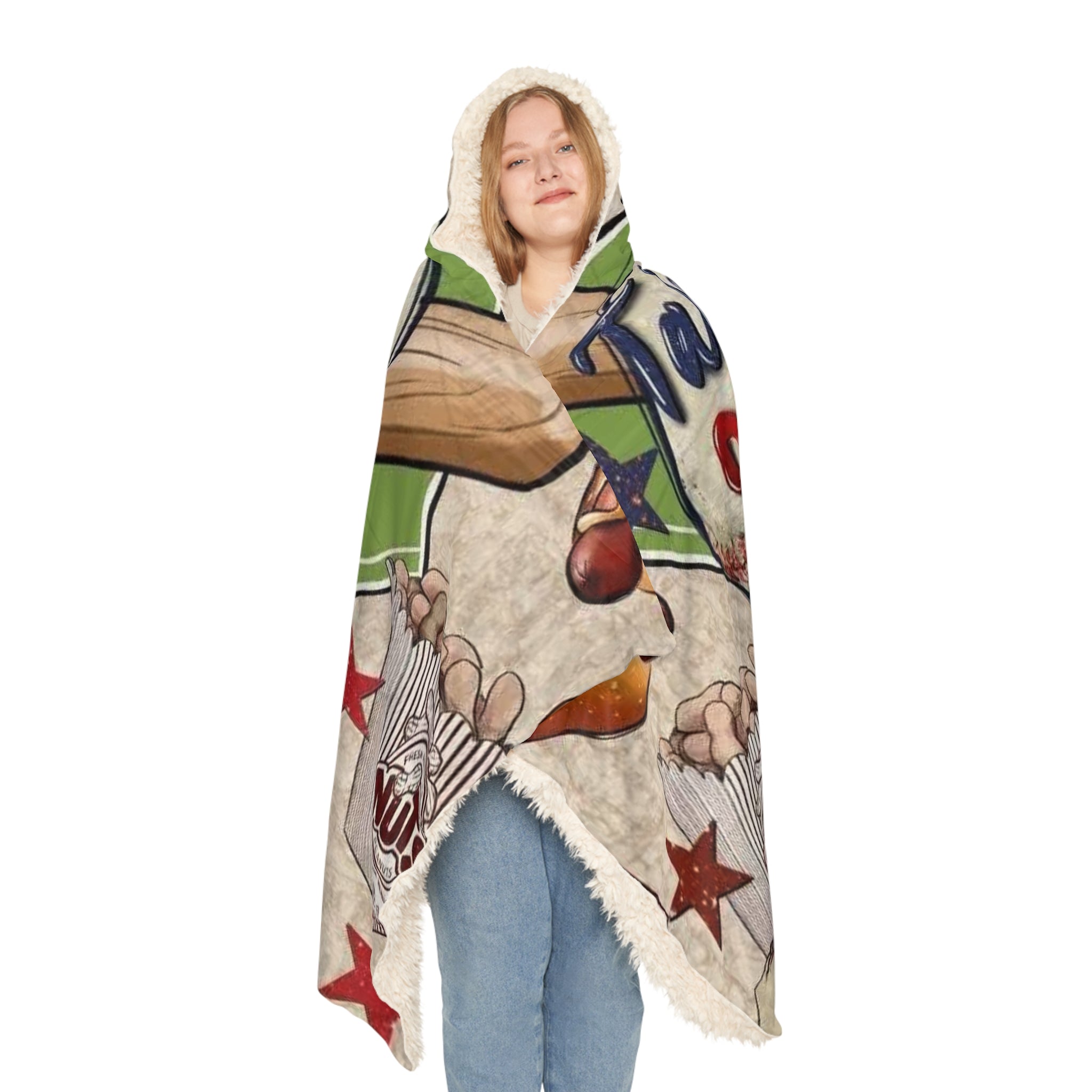 Baseball 'Take Me Out to the Ball Game' Hooded Snuggle Blanket