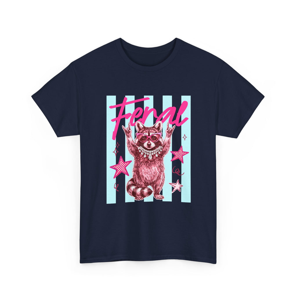 Feral Raccoon Graphic Tee - Retro Pink & Aqua Vintage Animal T-Shirt