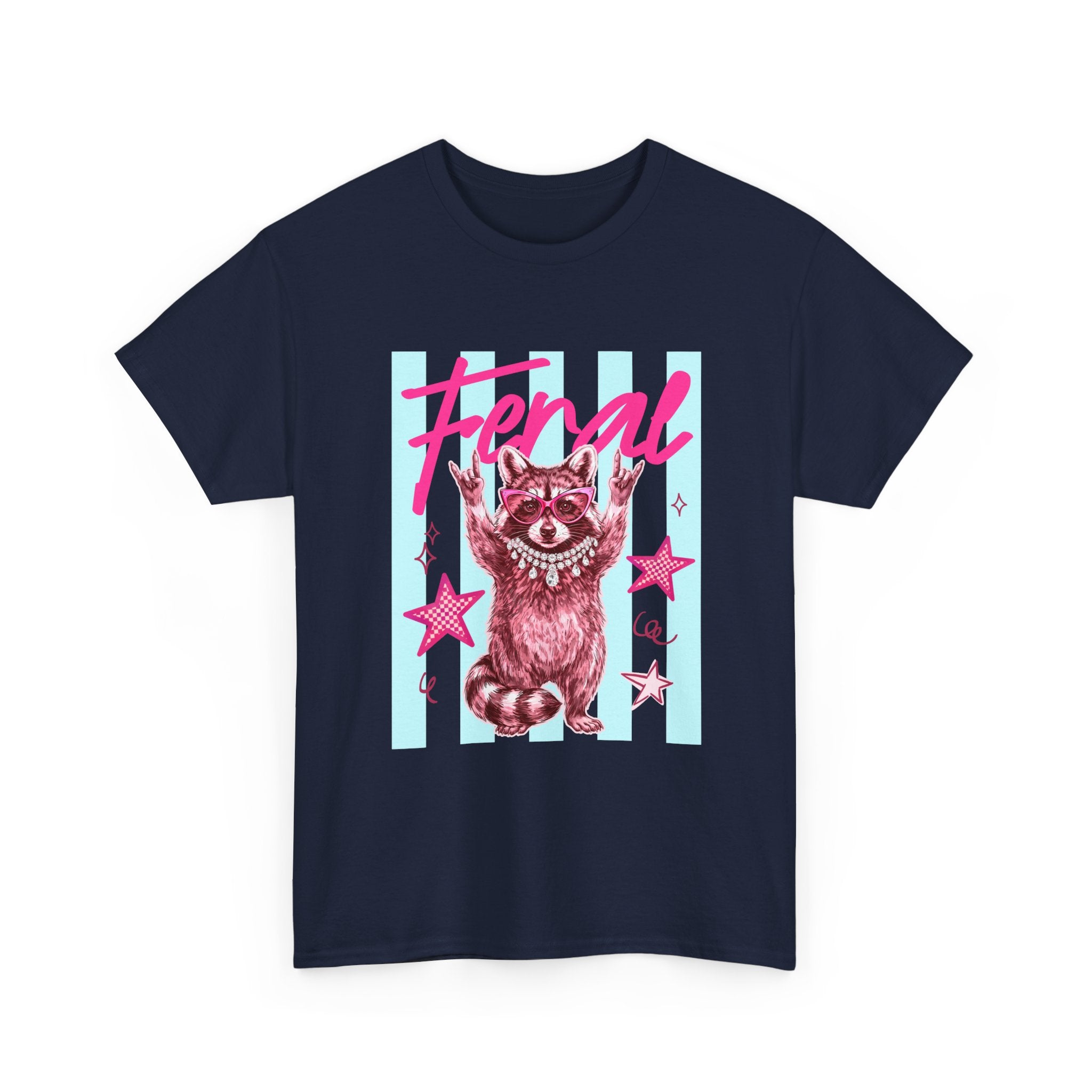 Feral Raccoon Graphic Tee - Retro Pink & Aqua Vintage Animal T-Shirt