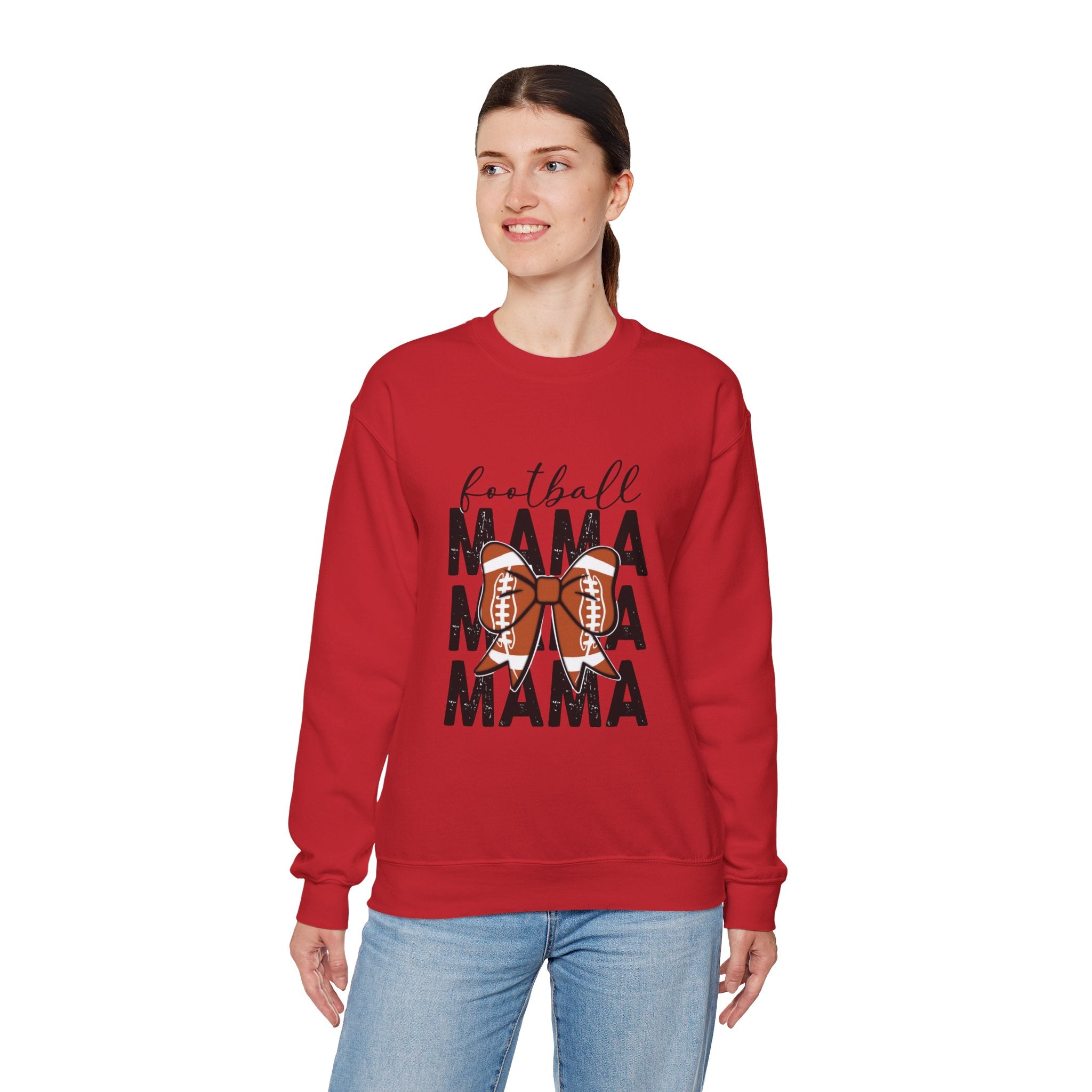 Football Mama Crewneck Sweatshirt — 'Football Mama Mama Mama' Bow Design