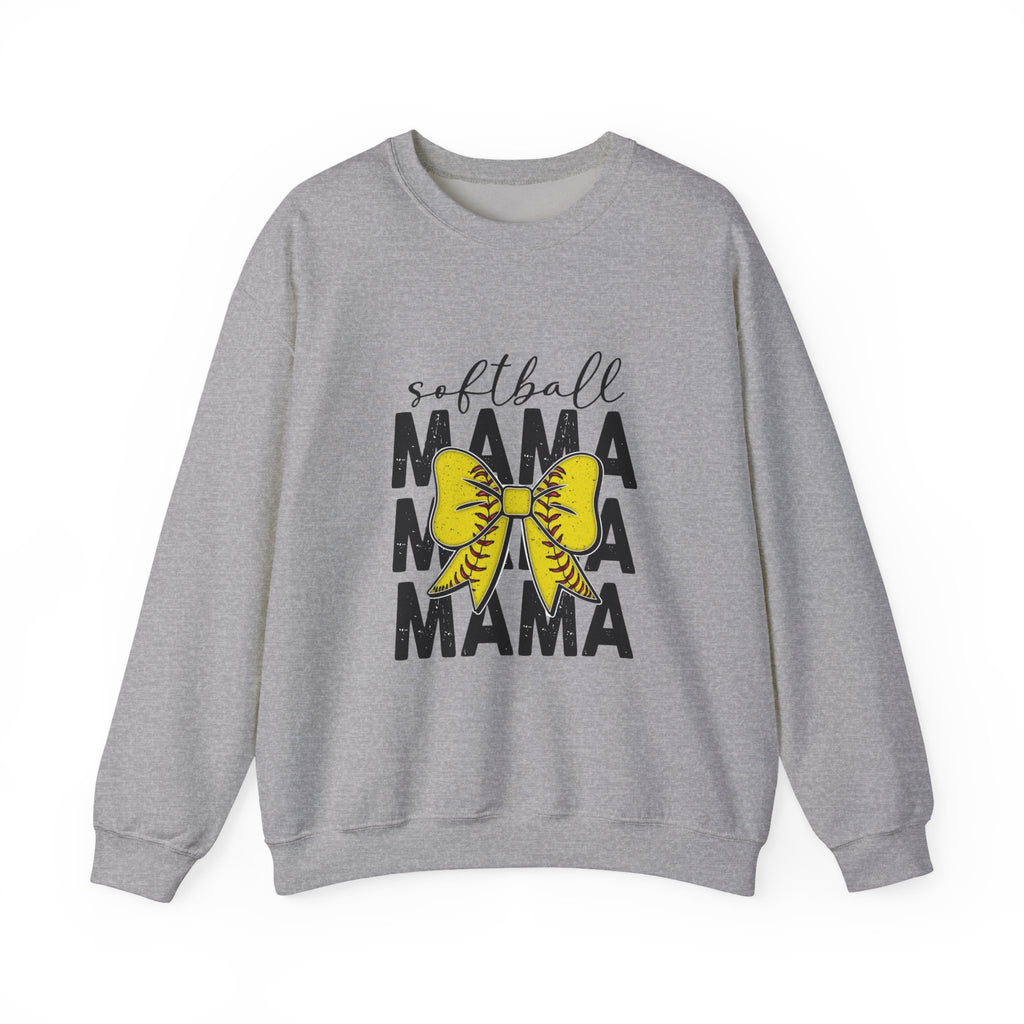 Softball Mama Crewneck Sweatshirt - Yellow Bow Softball Mom Pullover
