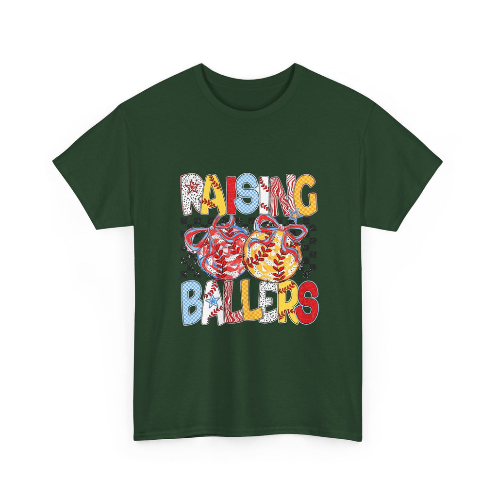 Raising Ballers Kids Tee — Colorful Checkered Lollipop Basketball Design