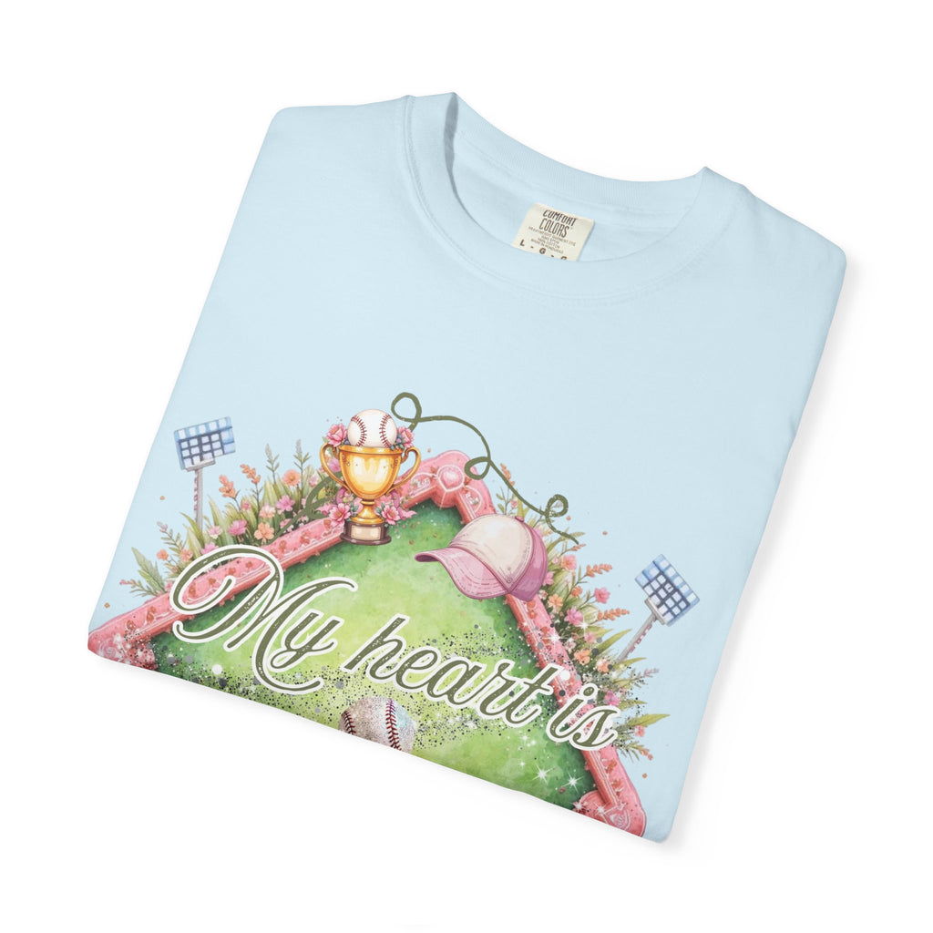 Baseball Field Floral T-Shirt — "My Heart's on That Field"