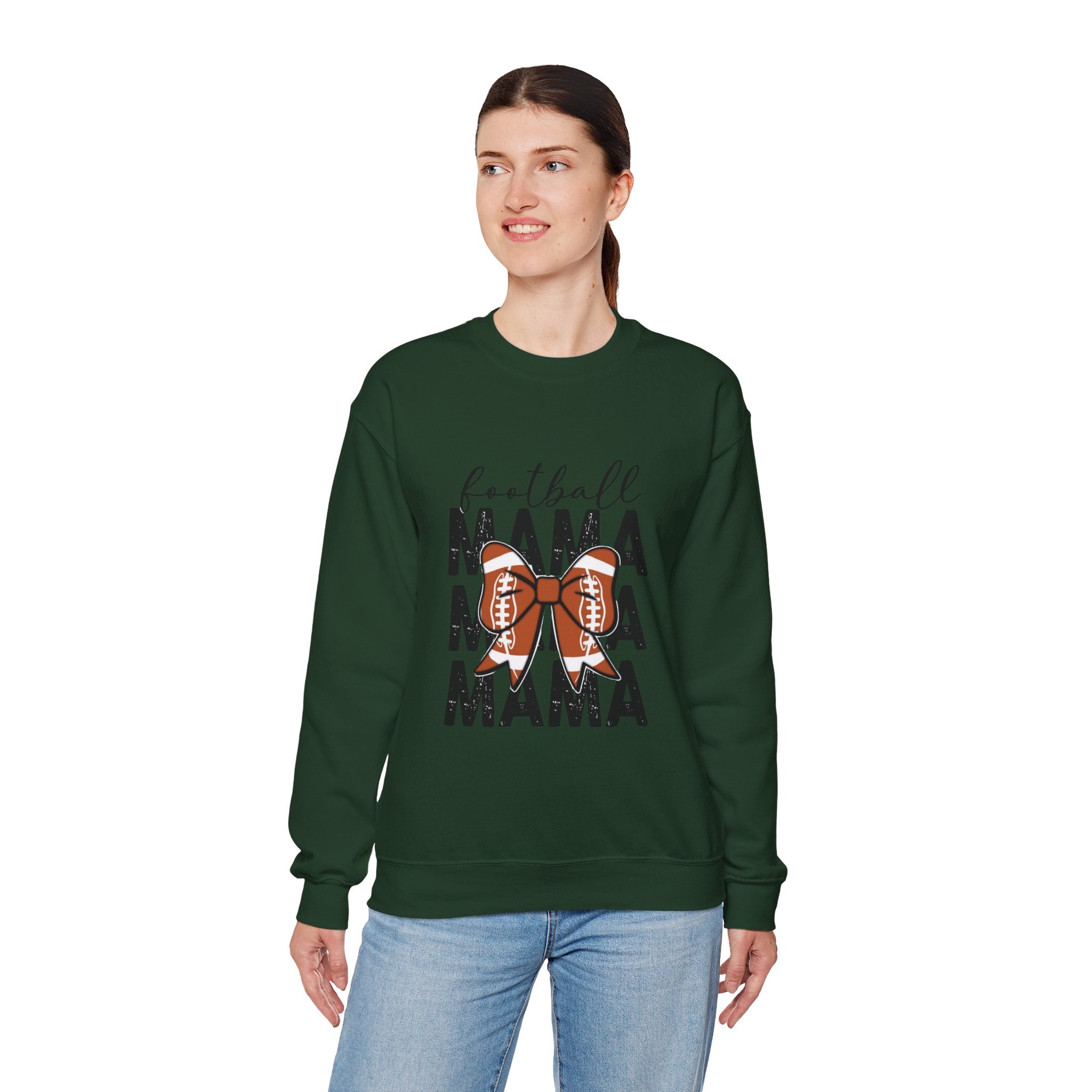 Football Mama Crewneck Sweatshirt — 'Football Mama Mama Mama' Bow Design