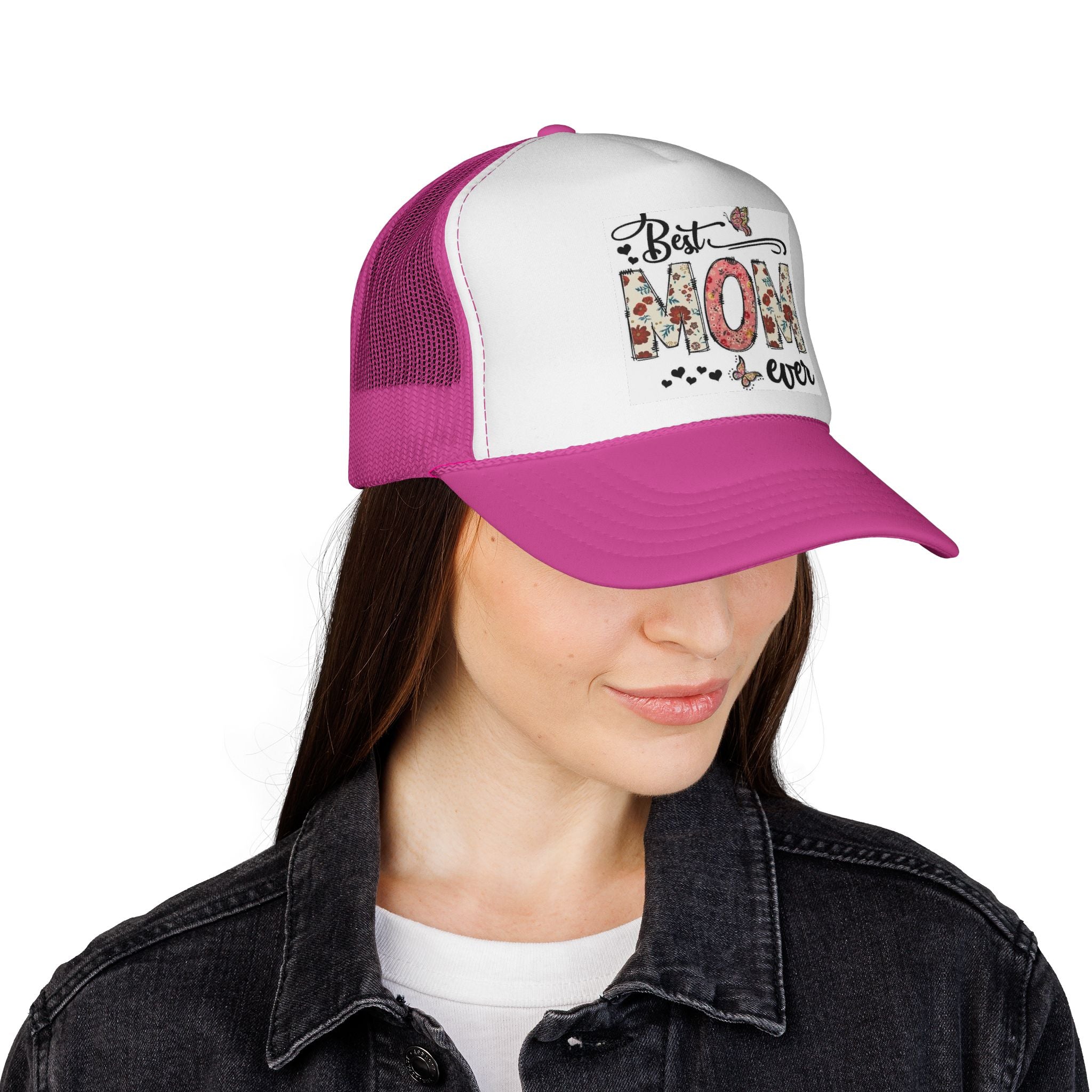 Best Mom Ever floral design Trucker Cap | Mother's Day mesh hat