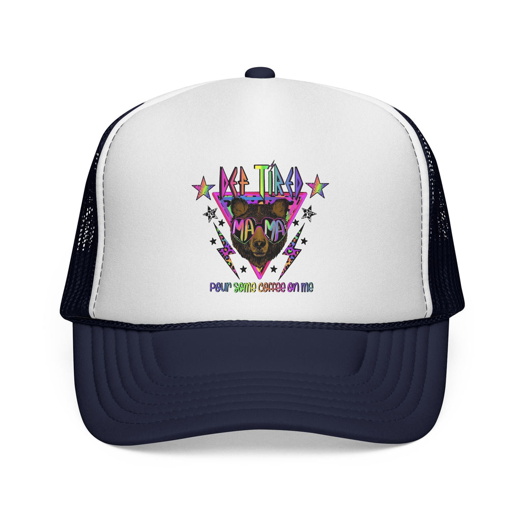 Neon Mountain Bear Trucker Cap | Retro Stars Graphic Trucker Cap