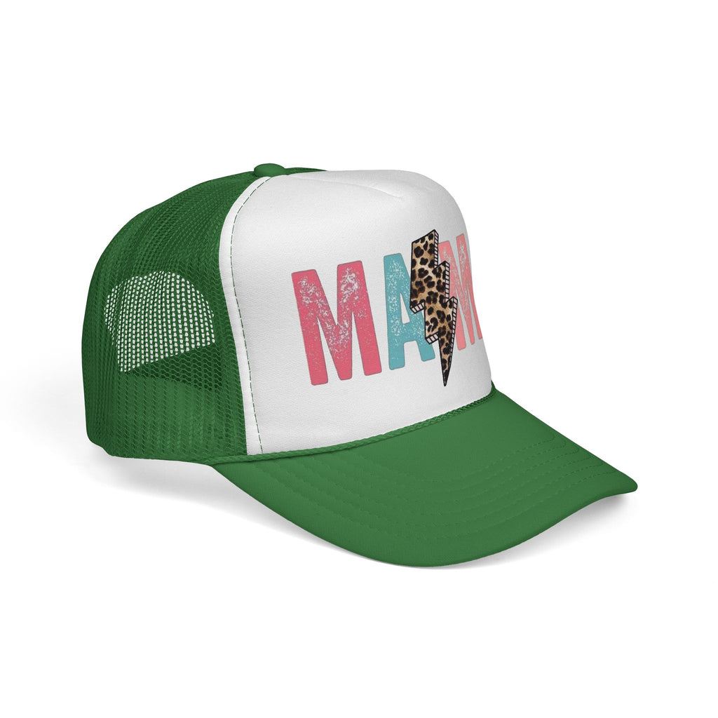 Mama Lightning Bolt Trucker Cap | Leopard Print Mama Hat