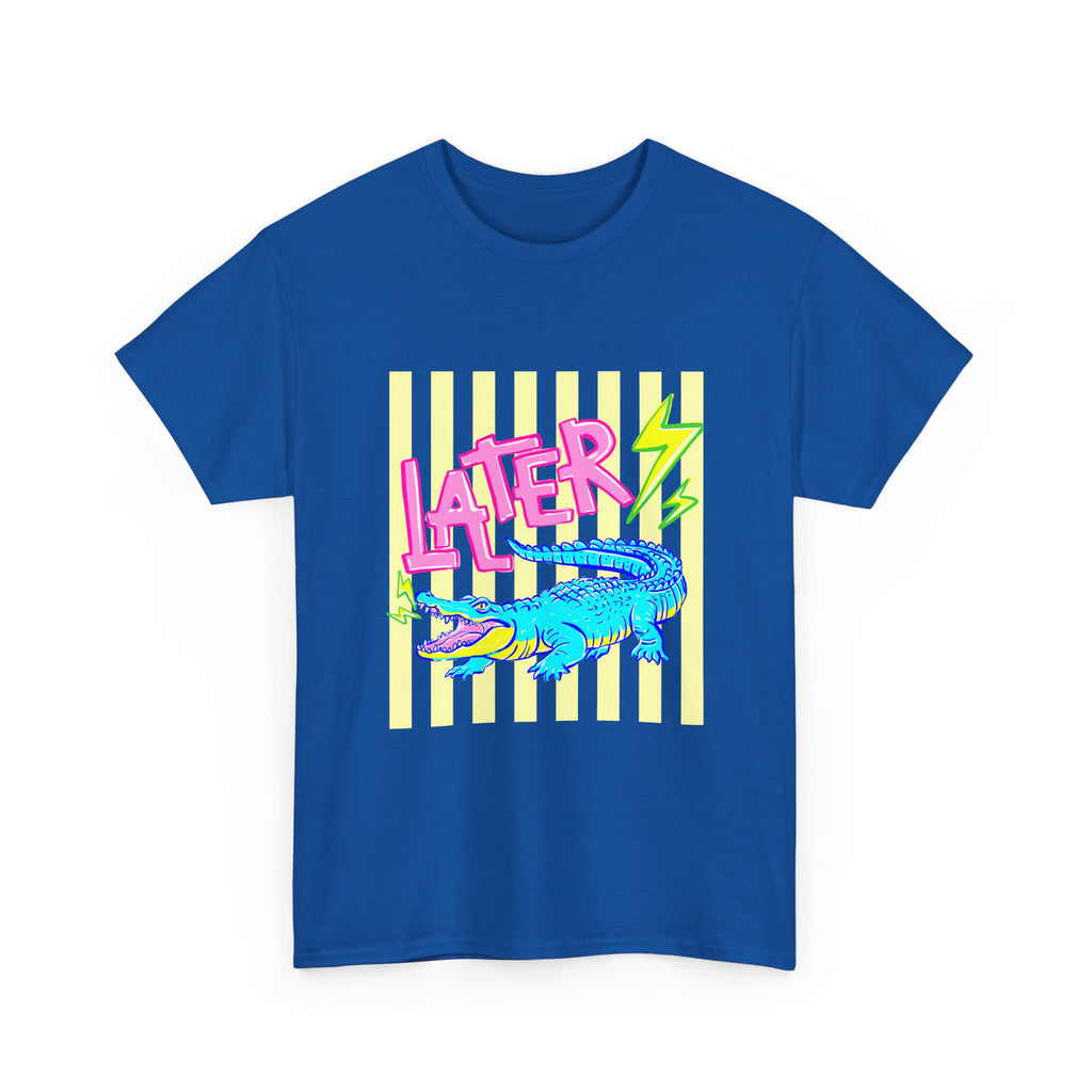 Later Gator Graphic Tee - Neon Retro Alligator Shirt