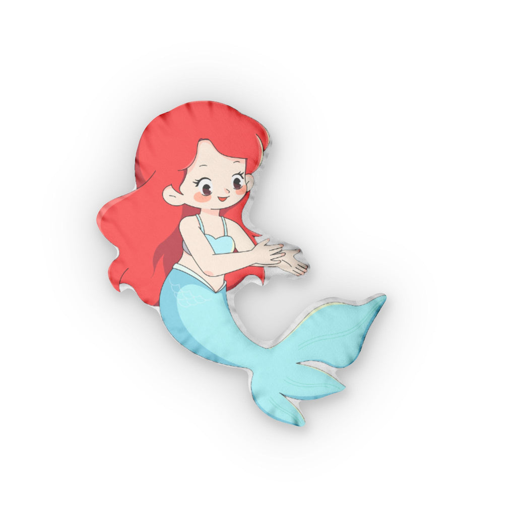 Mermaid Shaped Pillow — Cute Red-Headed Mermaid Decorative Throw Pillow for Kids’ Bedroom & Nursery