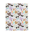 Plush Blanket — Cute Ice Cream & Bear Pattern Velveteen Throw