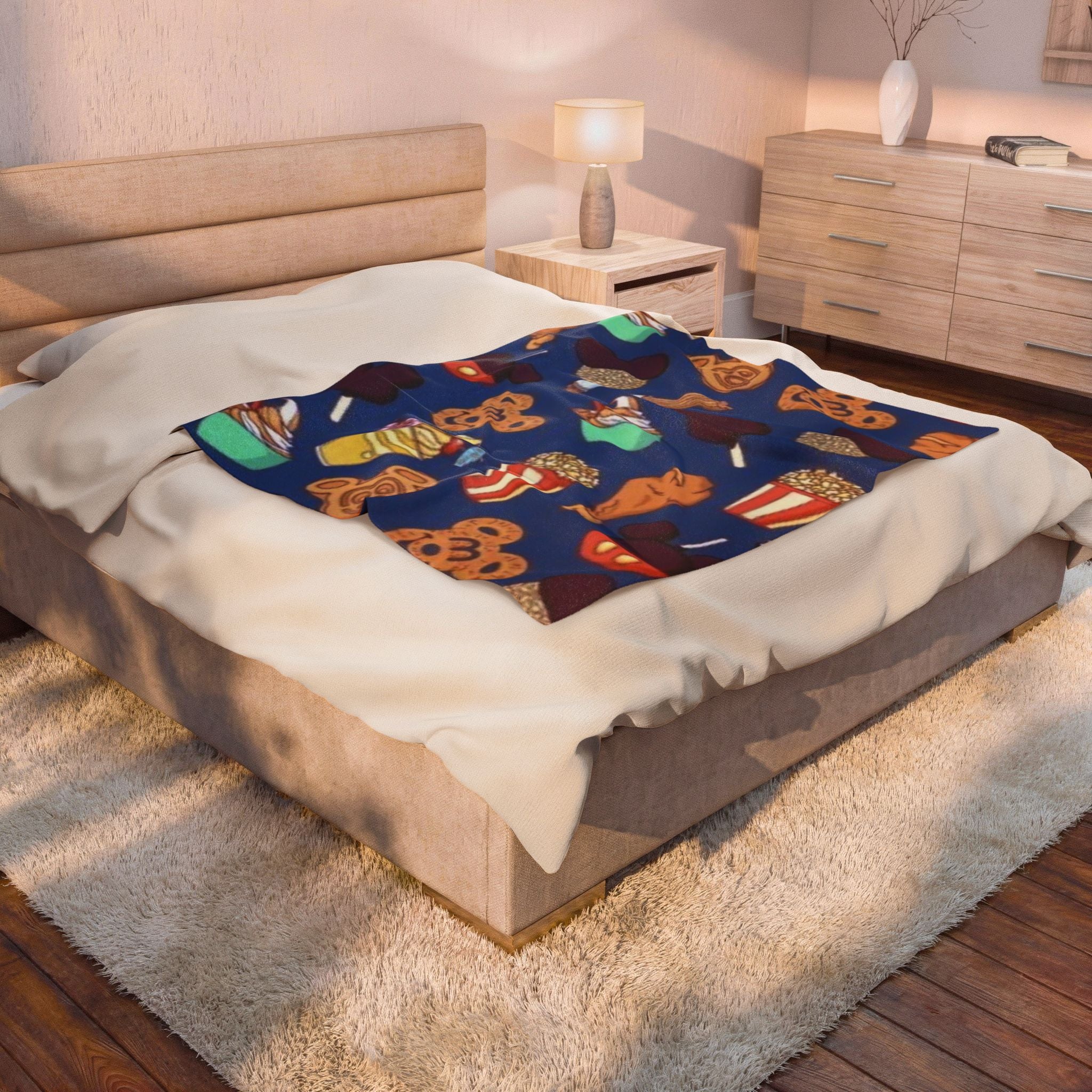 Plush Blanket — Theme Park Snacks Pattern Velveteen Throw