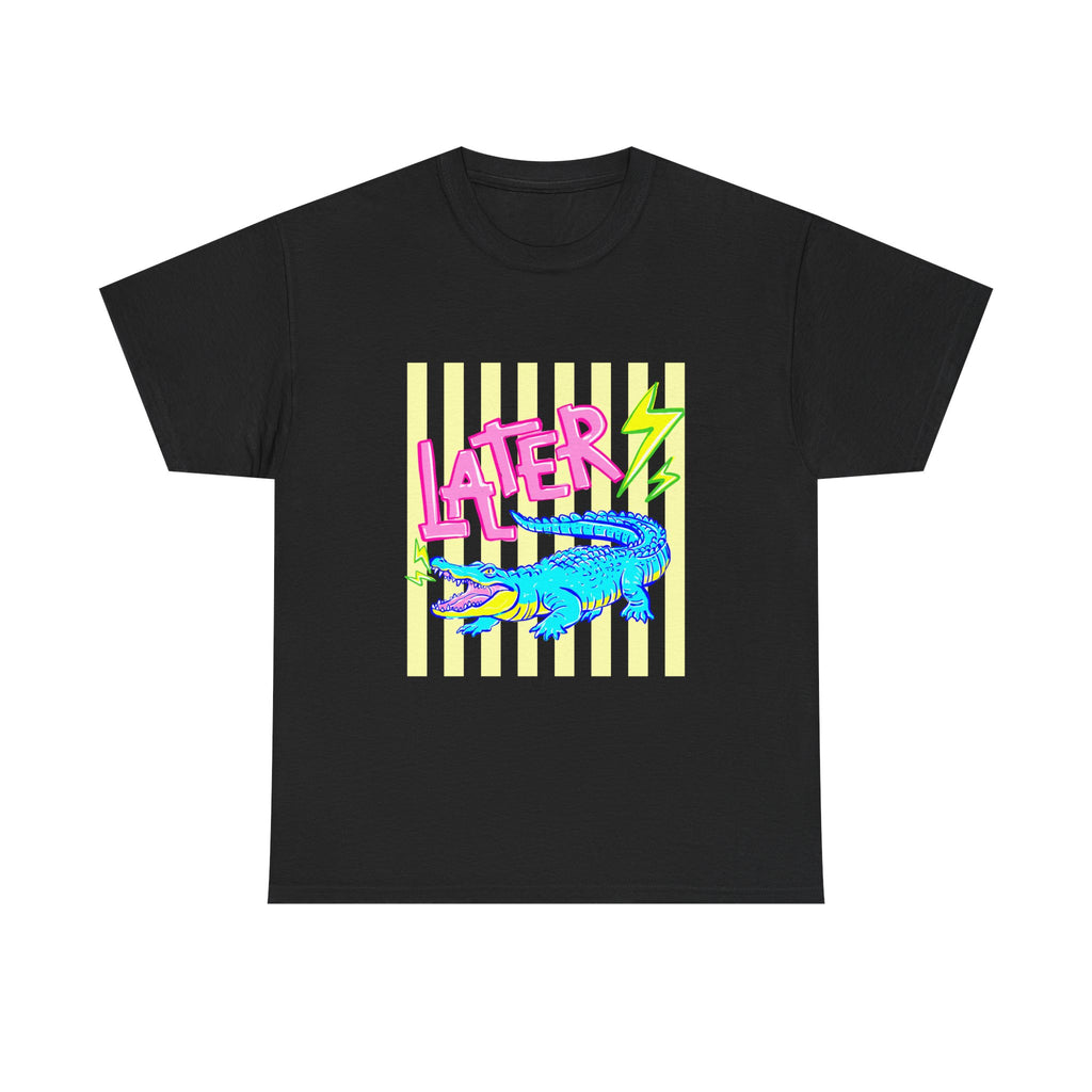 Later Gator Graphic Tee - Neon Retro Alligator Shirt