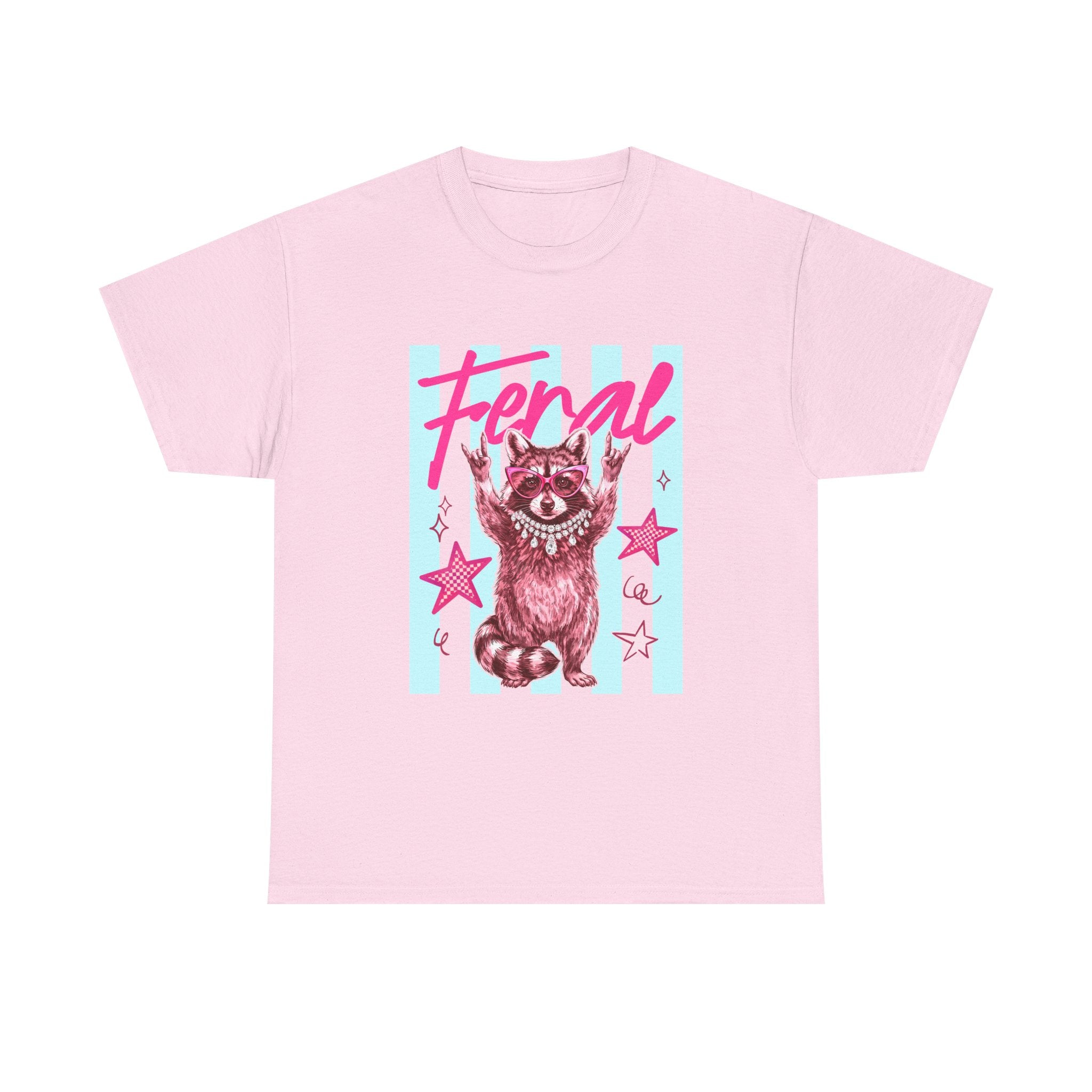 Feral Raccoon Graphic Tee - Retro Pink & Aqua Vintage Animal T-Shirt