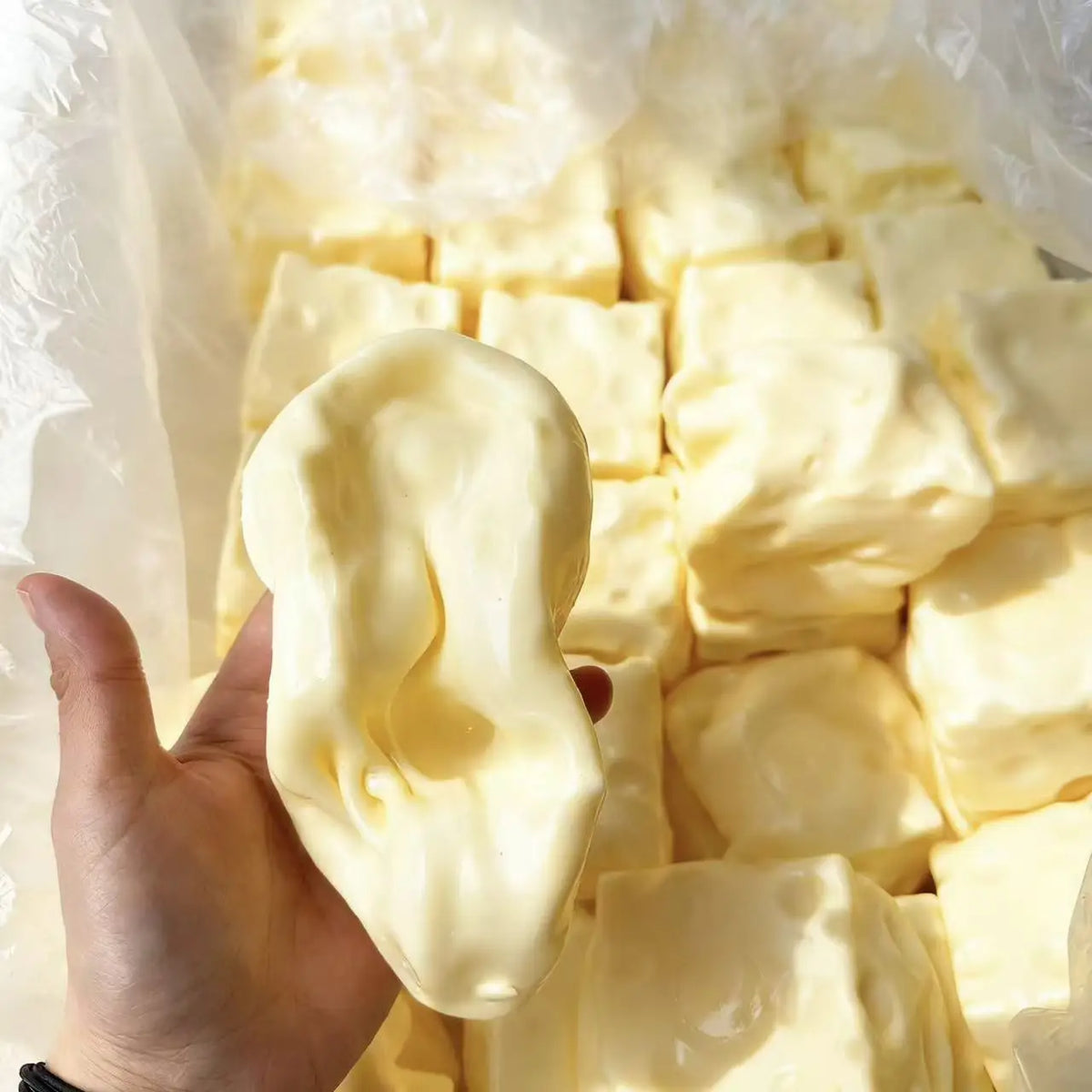 Super Sticky Slow Rising Cheese Squishy Toy, TPR Sensory Fidget Stress Relief Anxiety Toys with Milk Scent, Soft Adhesive Shell
