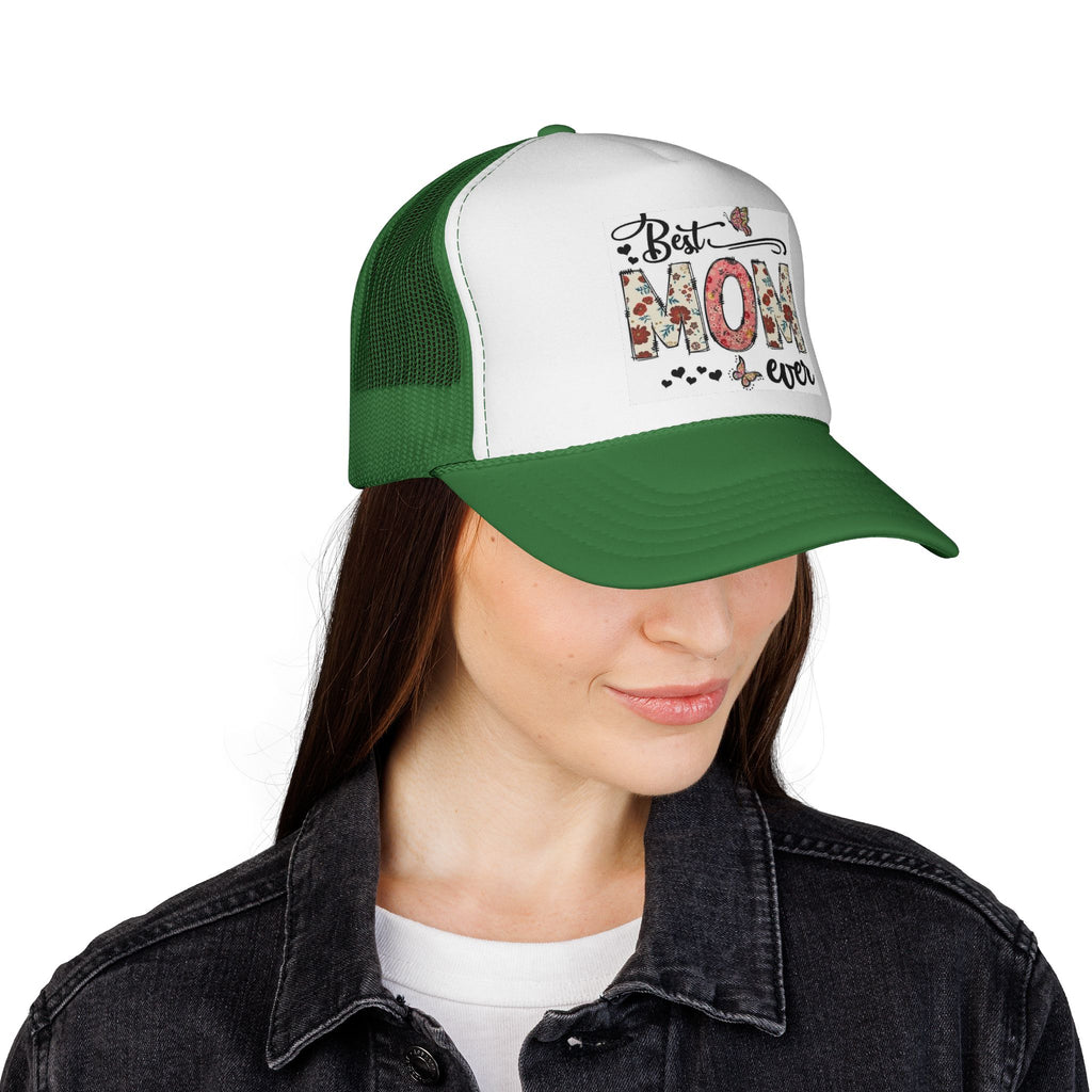 Best Mom Ever floral design Trucker Cap | Mother's Day mesh hat