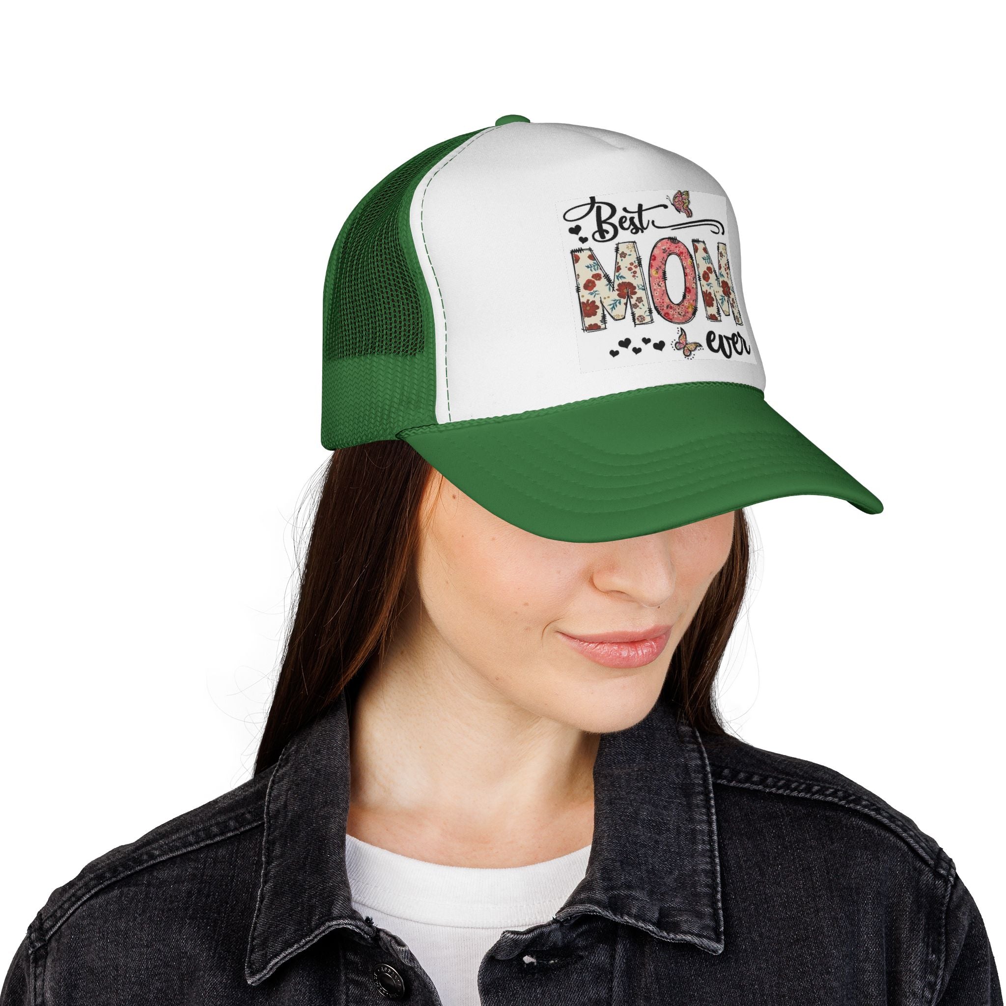 Best Mom Ever floral design Trucker Cap | Mother's Day mesh hat