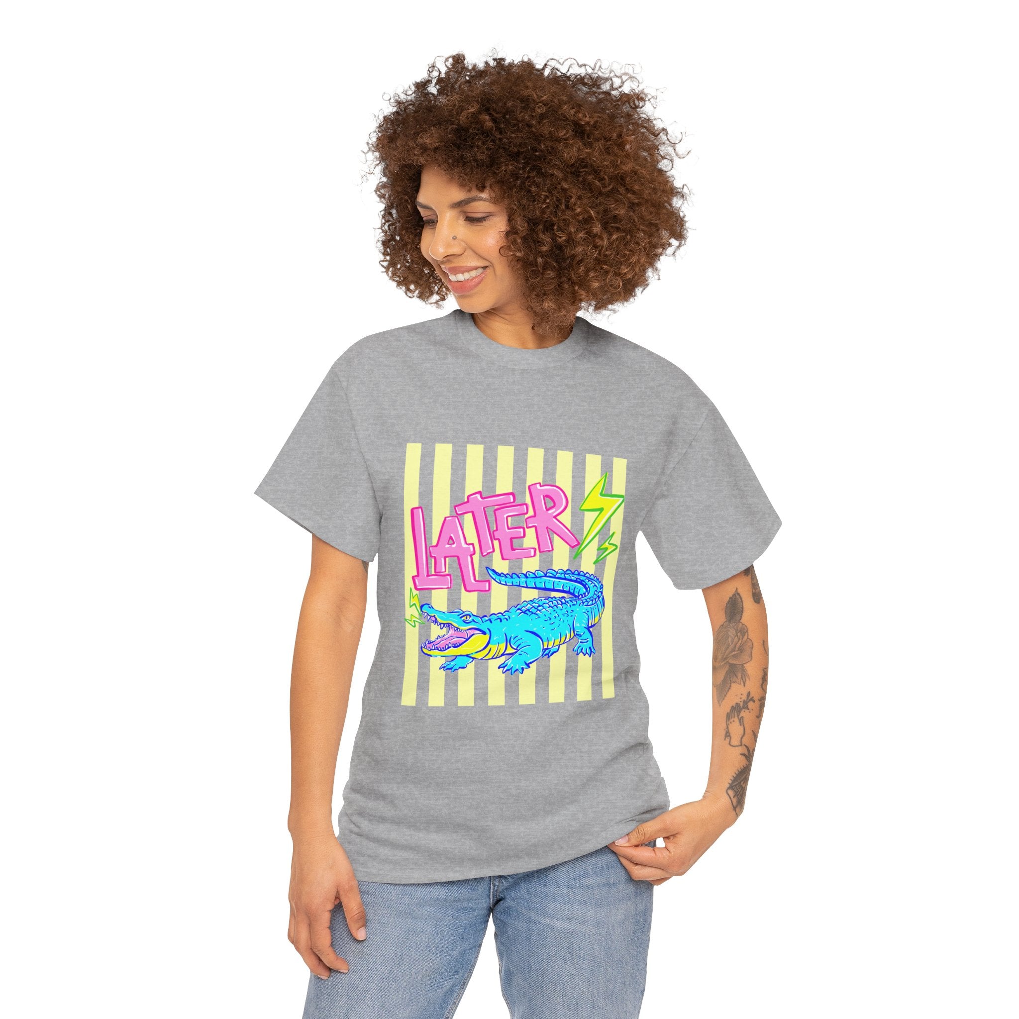 Later Gator Graphic Tee - Neon Retro Alligator Shirt