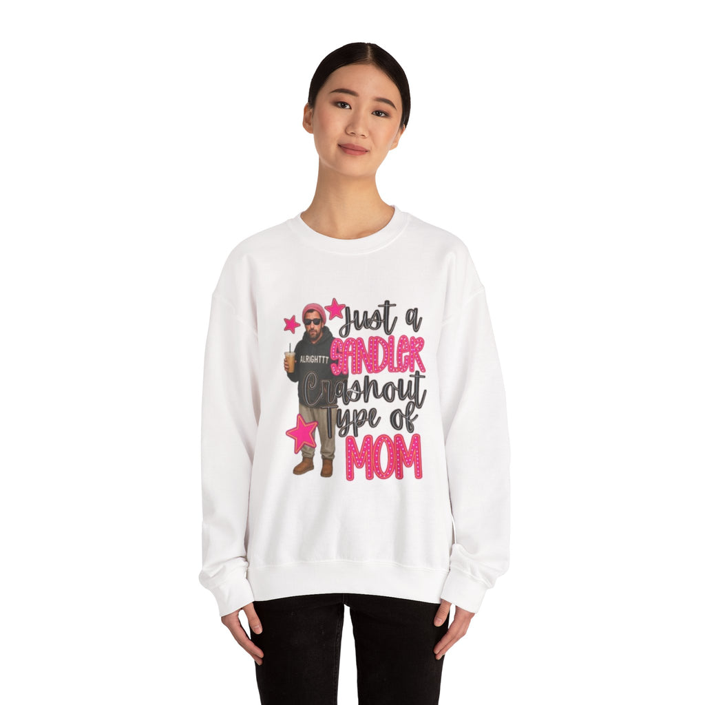 Crewneck Sweatshirt — “Just a Tinder Swipe Away Type of Mom” Funny Mom Graphic
