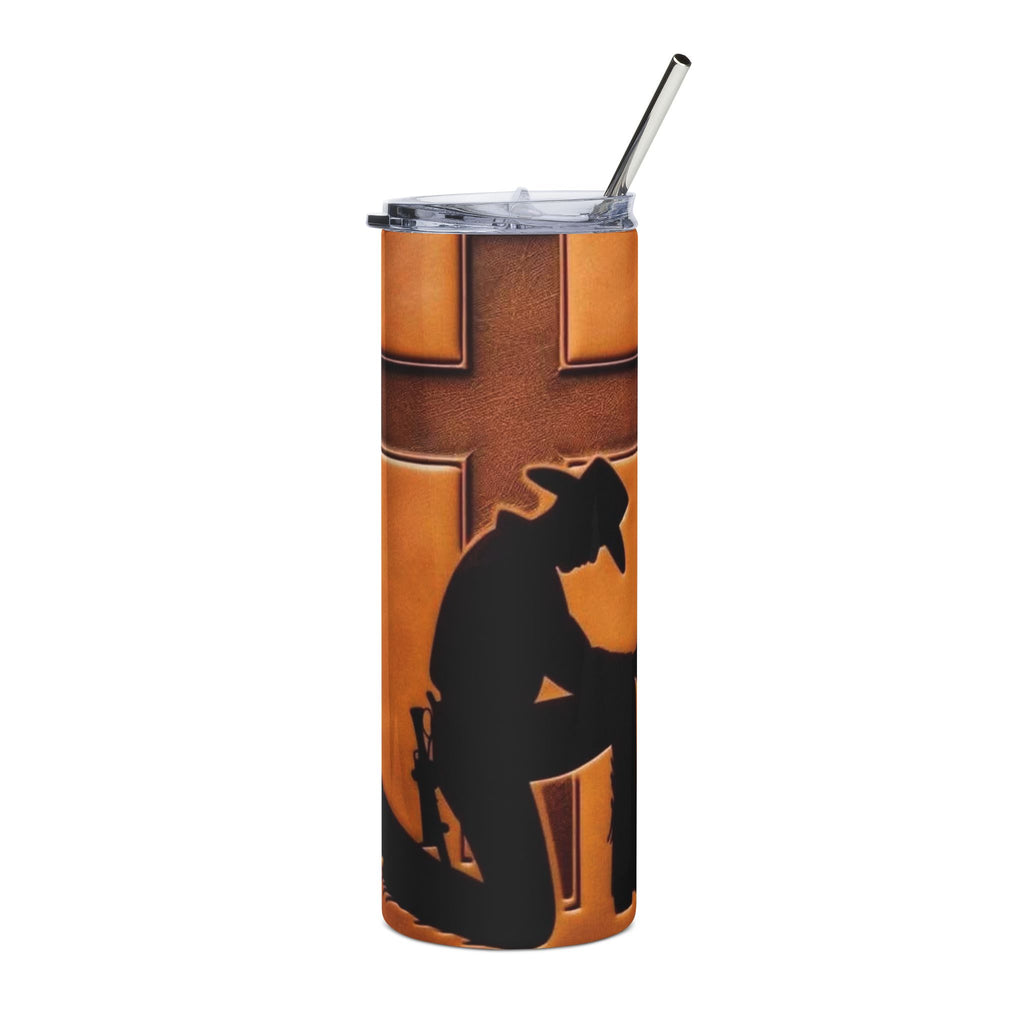 Cowboy Kneeling Cross Tumbler — 20oz Stainless Steel Faith Travel Mug