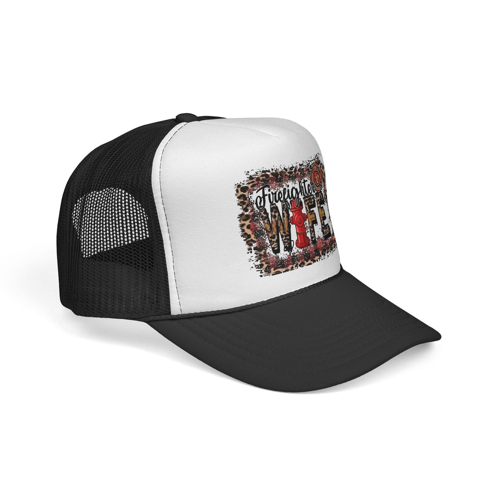 Firefighter Wife Trucker Cap | Leopard Fire Helmet Design