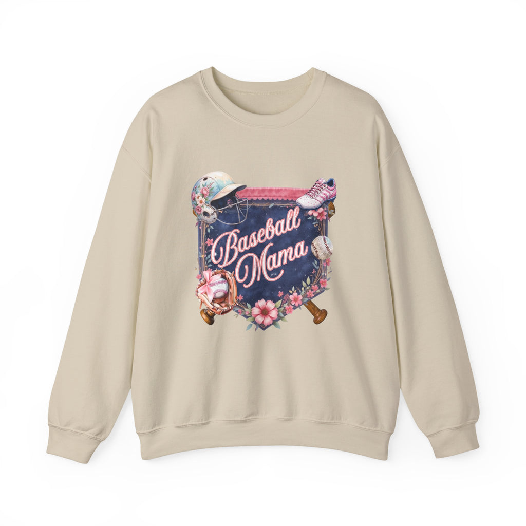 Baseball Mama Sweatshirt — Floral Helmet & Glove Crewneck for Moms