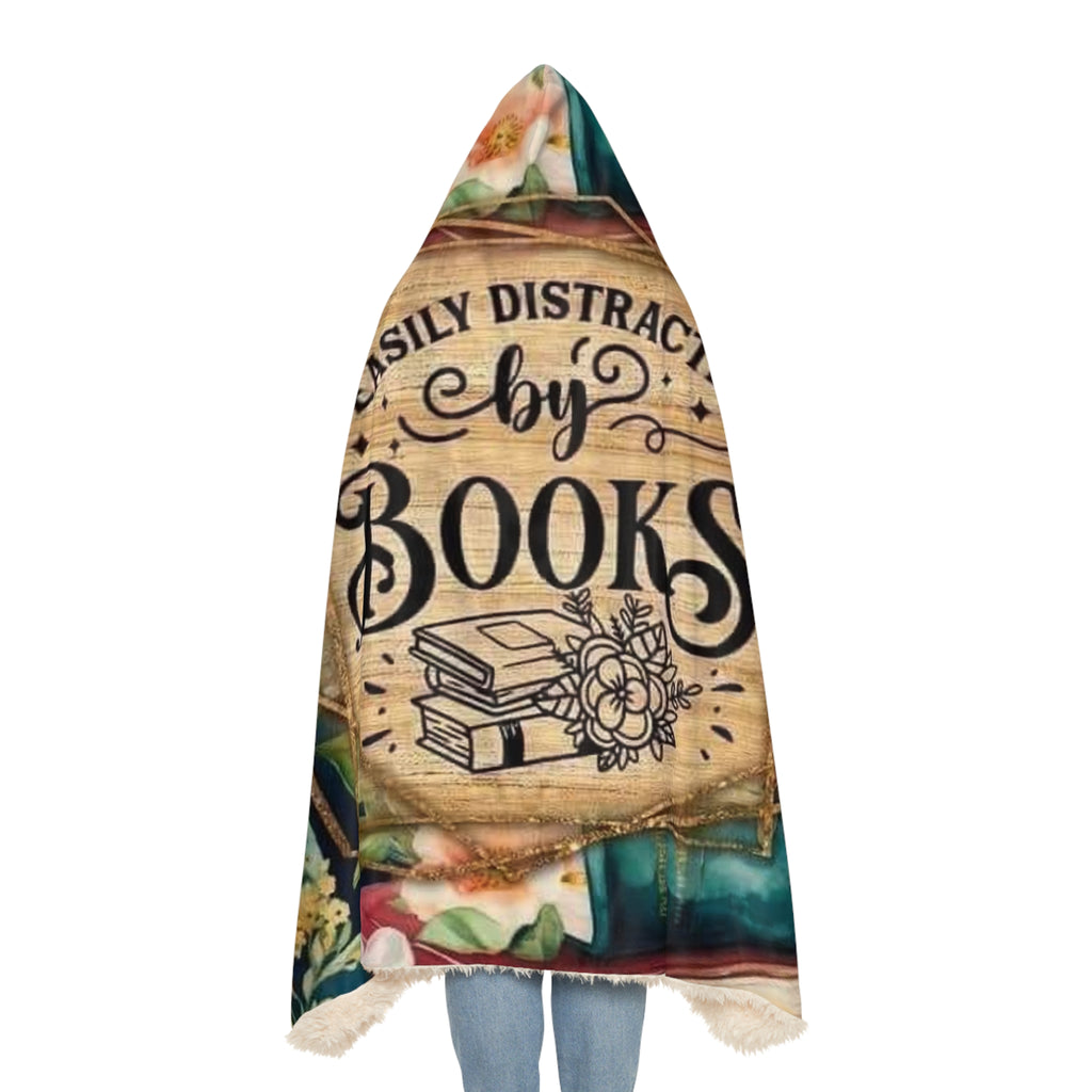Easily Distracted by Books Hooded Blanket — Floral Reader Throw