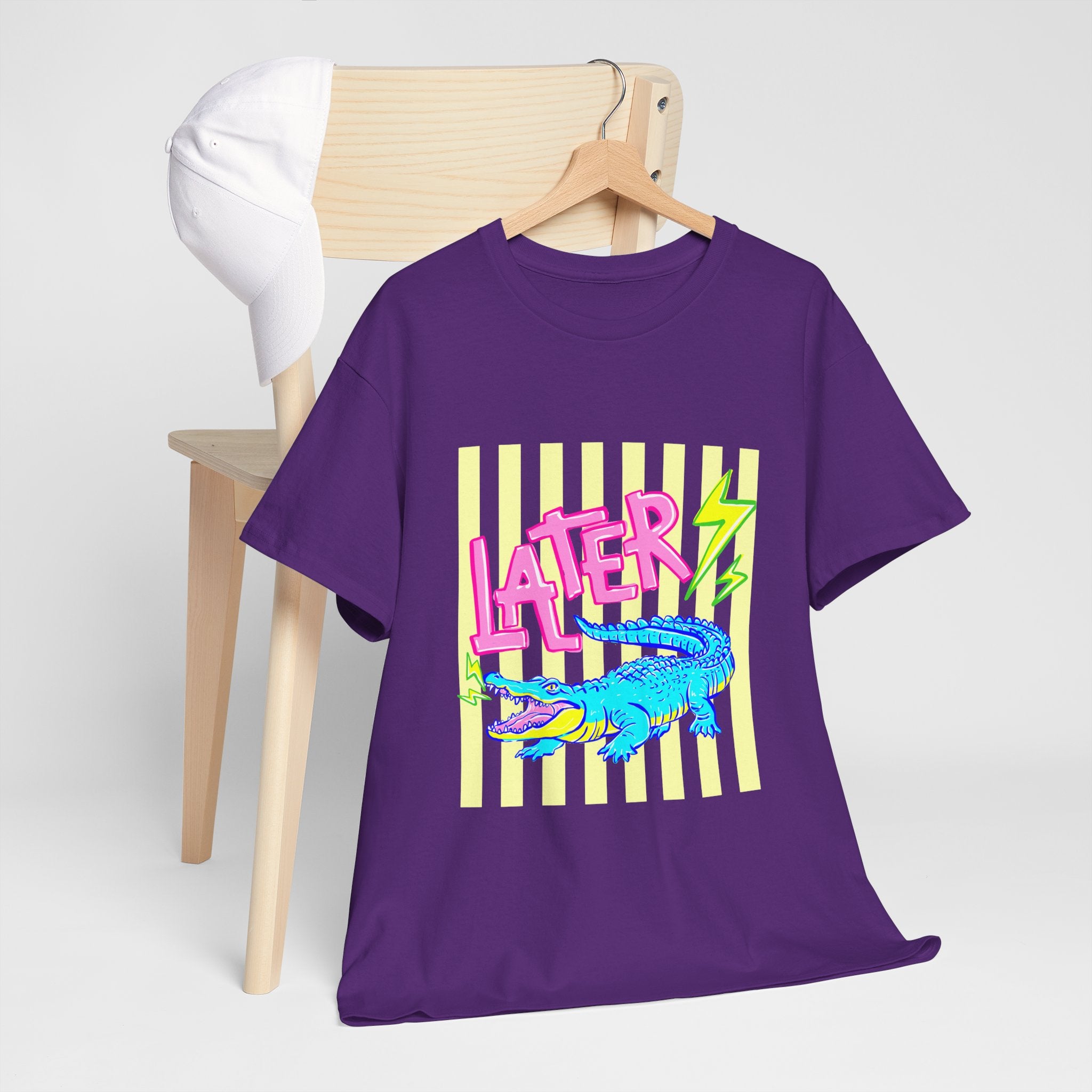 Later Gator Graphic Tee - Neon Retro Alligator Shirt