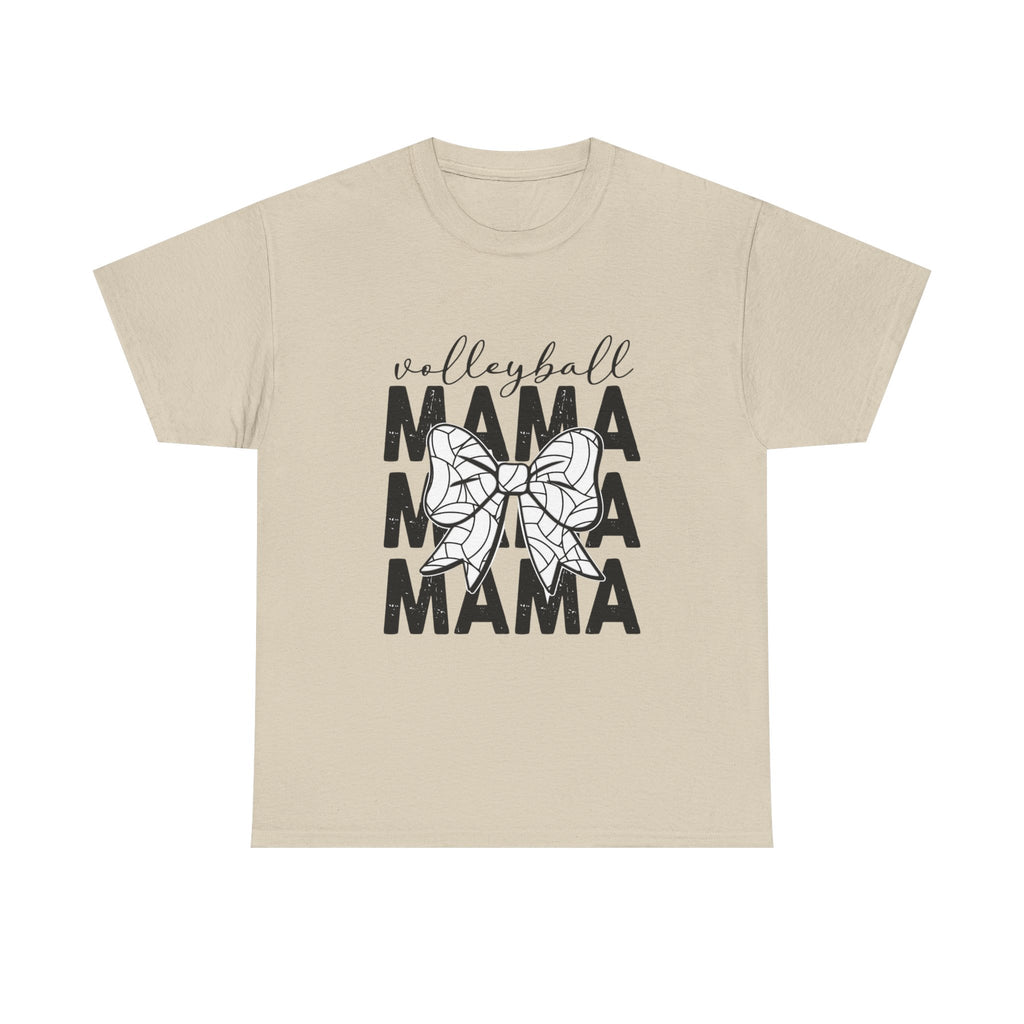 Volleyball Mama T-Shirt — Sporty Mom Graphic Tee with Volleyball Bow
