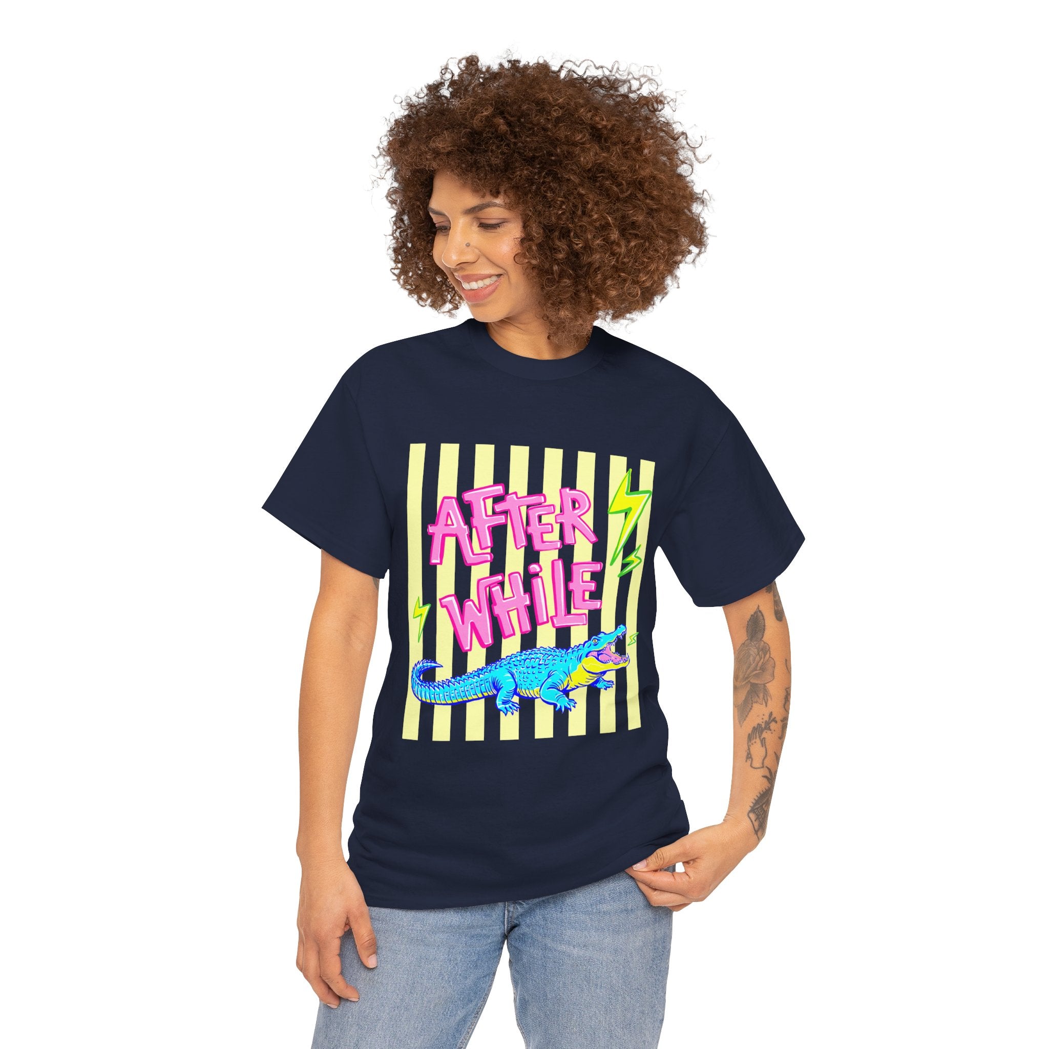 After While Alligator T-Shirt — Retro Neon Graphic Tee