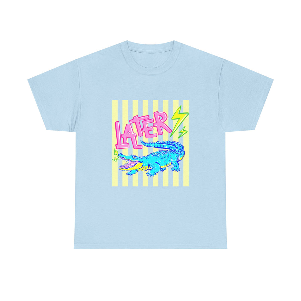 Later Gator Graphic Tee - Neon Retro Alligator Shirt