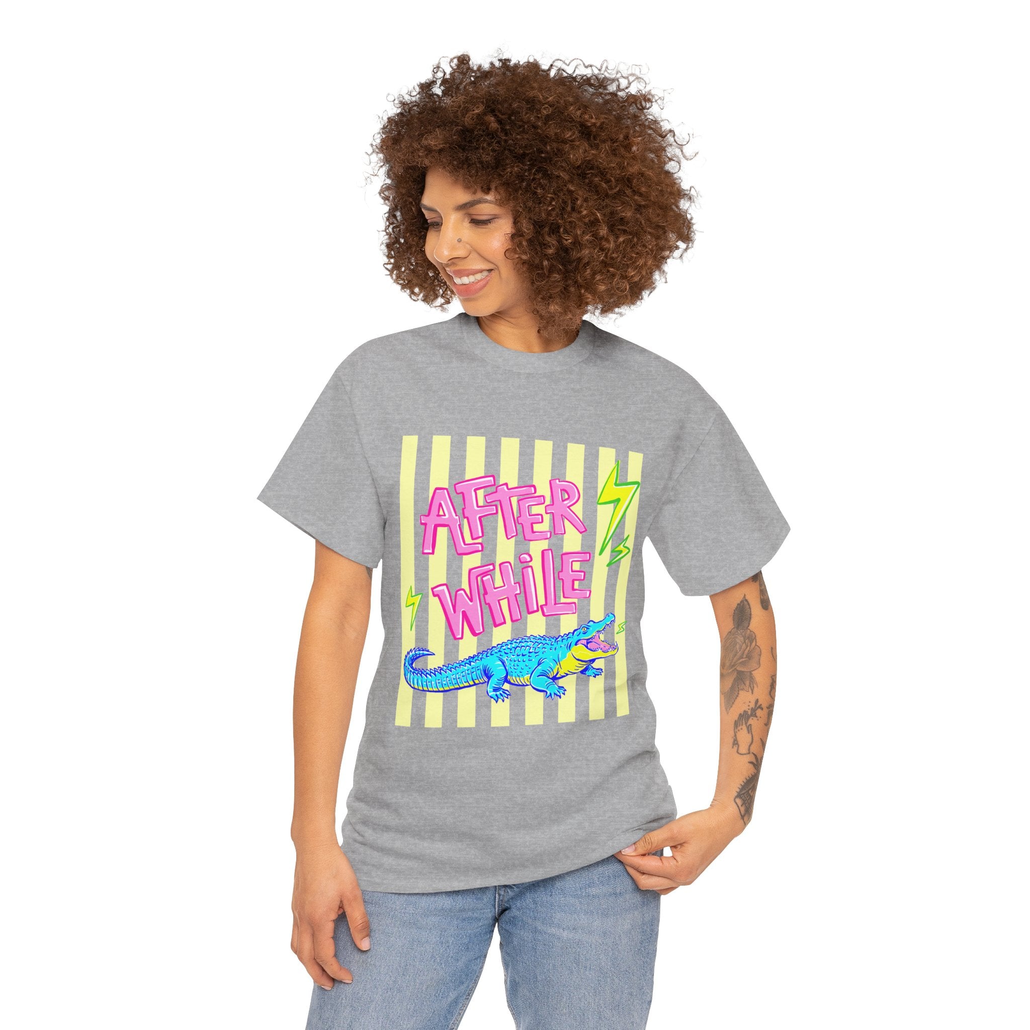 After While Alligator T-Shirt — Retro Neon Graphic Tee