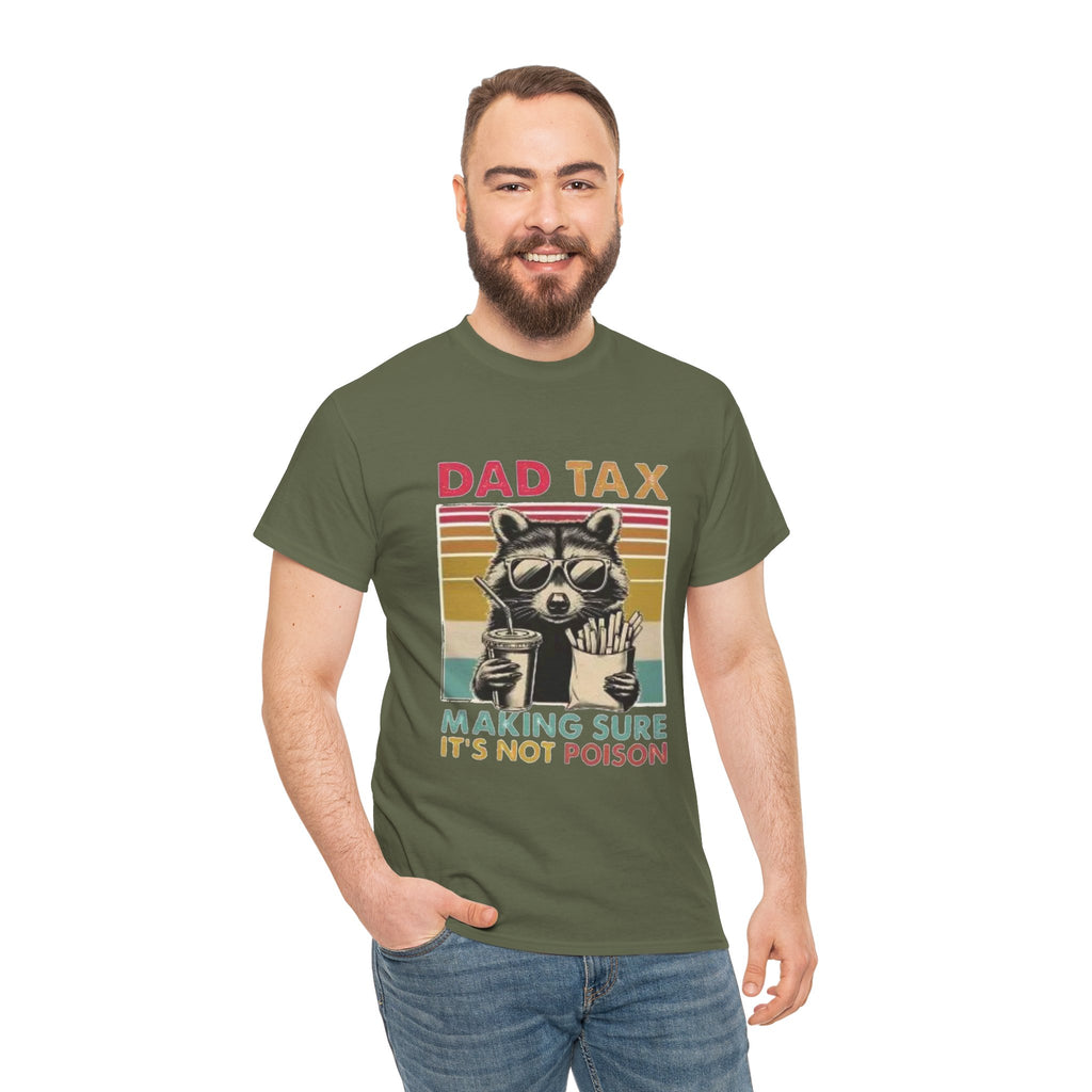 Dad Tax T‑Shirt – Retro Raccoon “Making Sure It’s Not Poison” Funny Father’s Day Tee