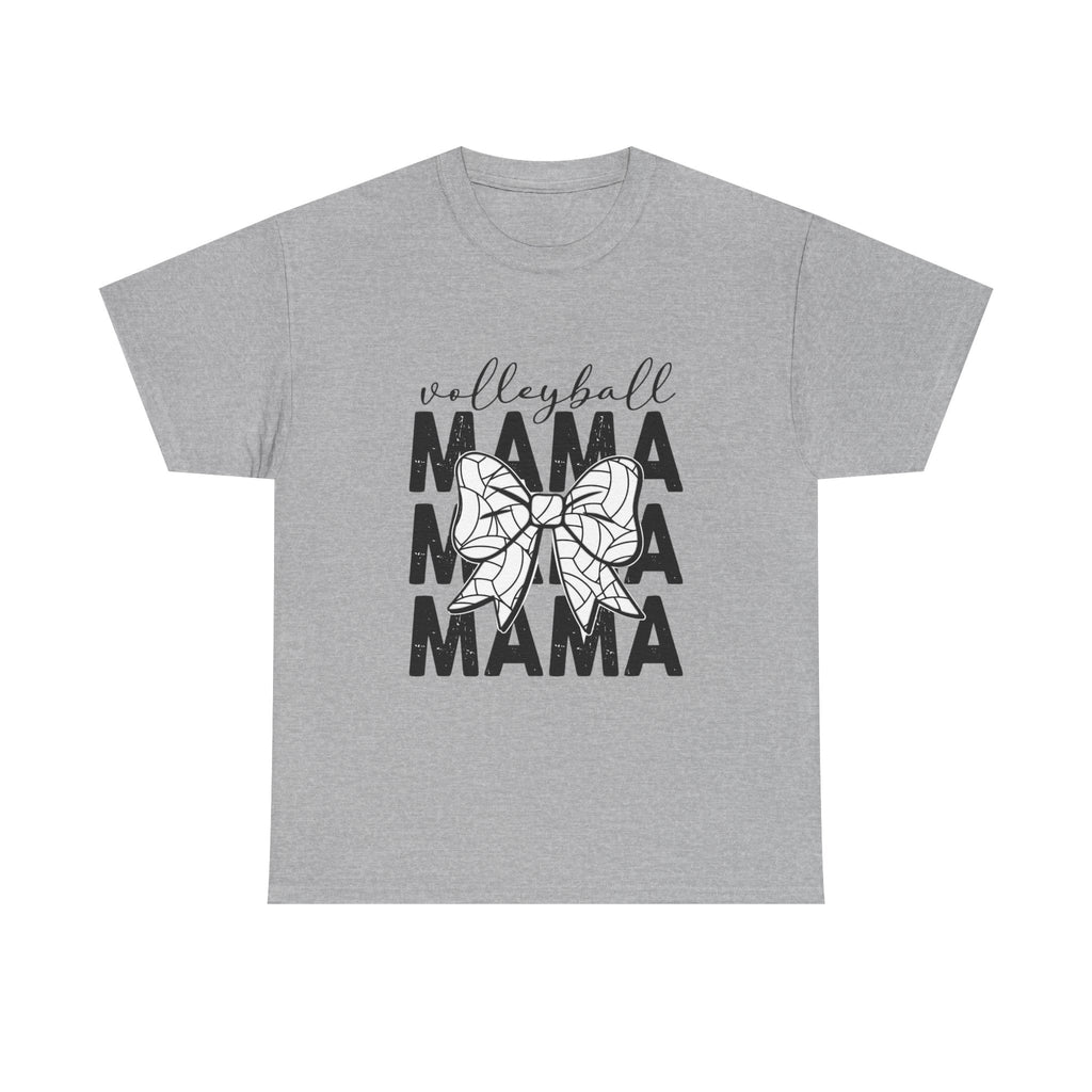 Volleyball Mama T-Shirt — Sporty Mom Graphic Tee with Volleyball Bow