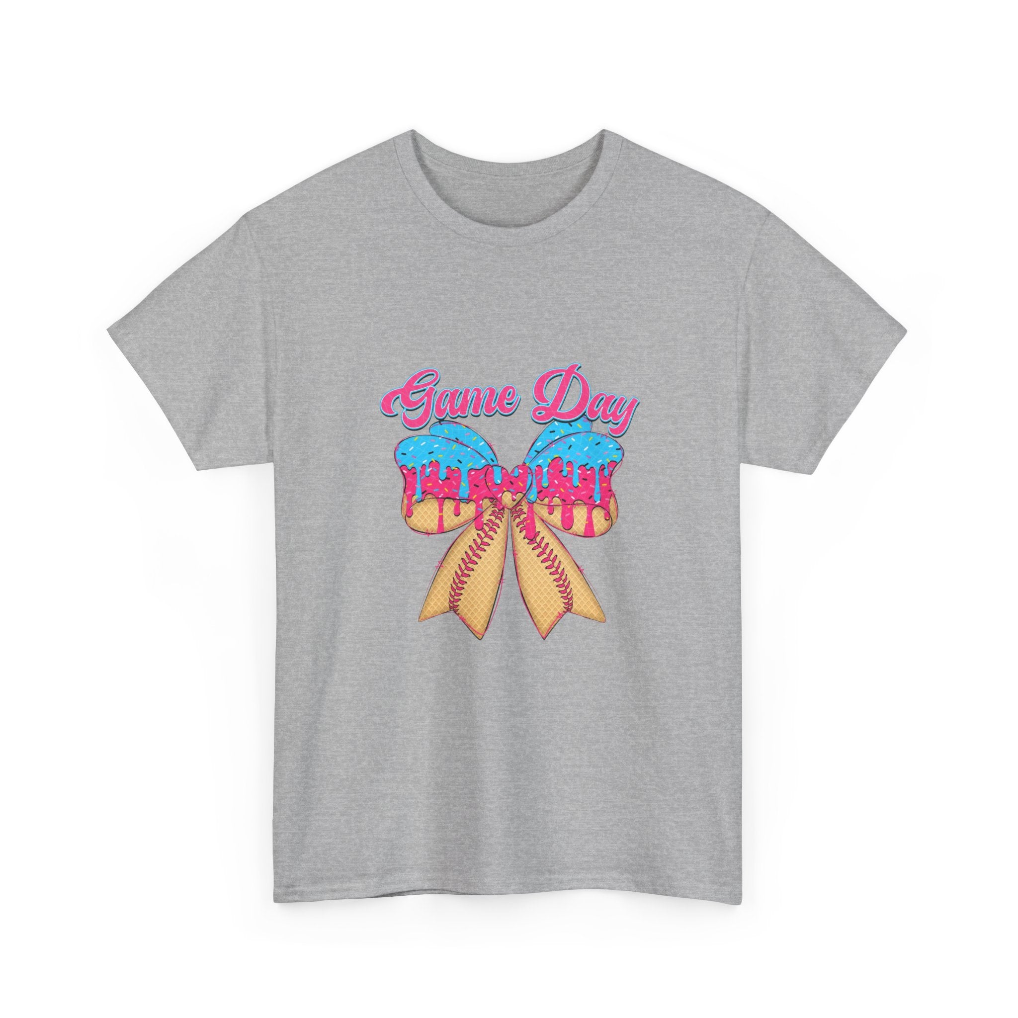 Game Day Cheer T-Shirt — Pink & Blue Pom Pom Cheerleading Tee