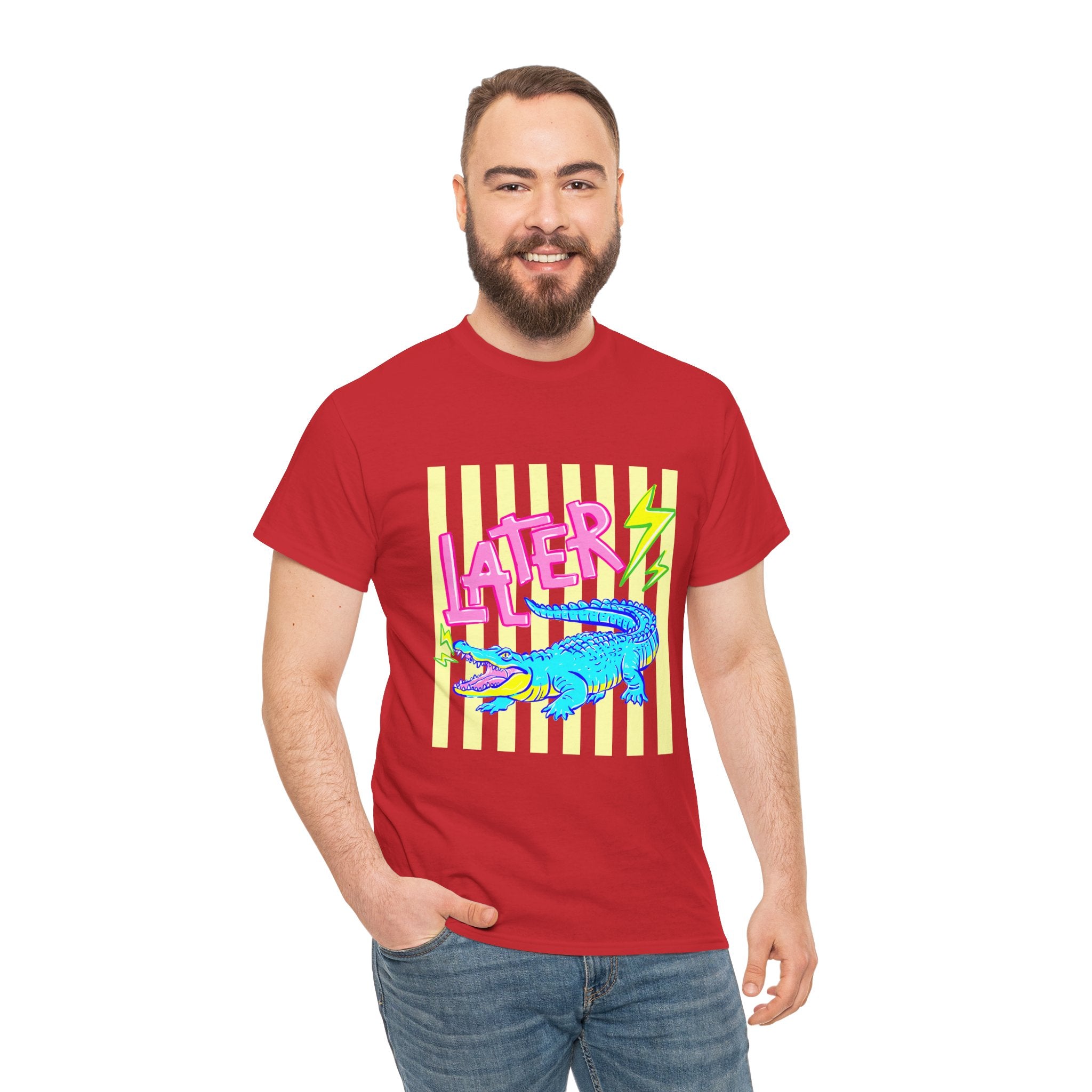 Later Gator Graphic Tee - Neon Retro Alligator Shirt